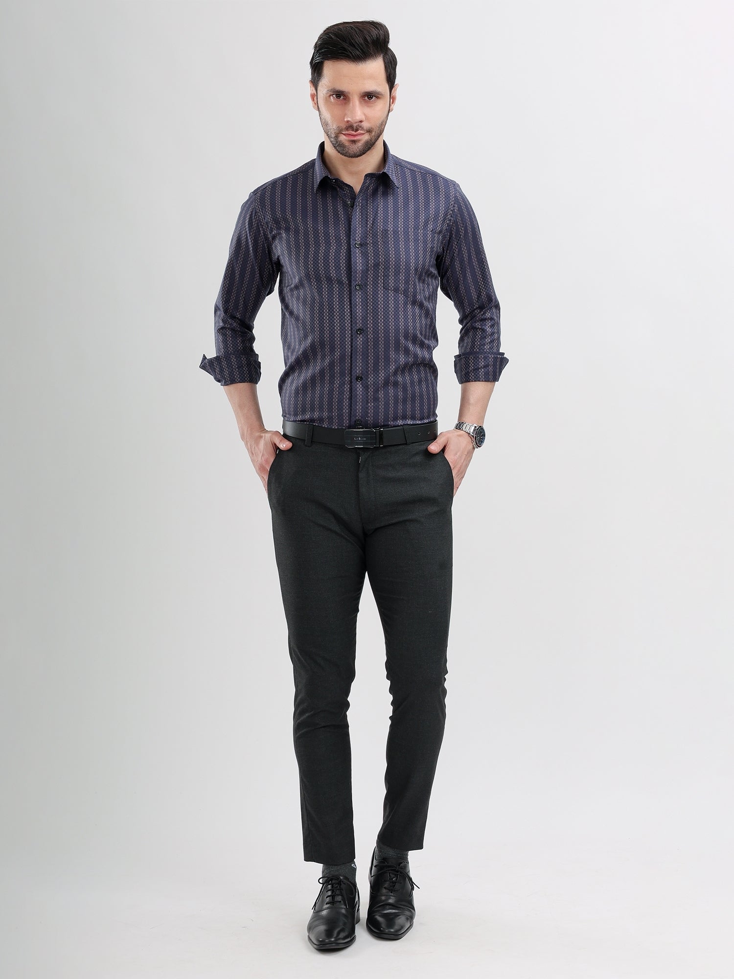 M Excess Black Structured Everyday Formal Trousers