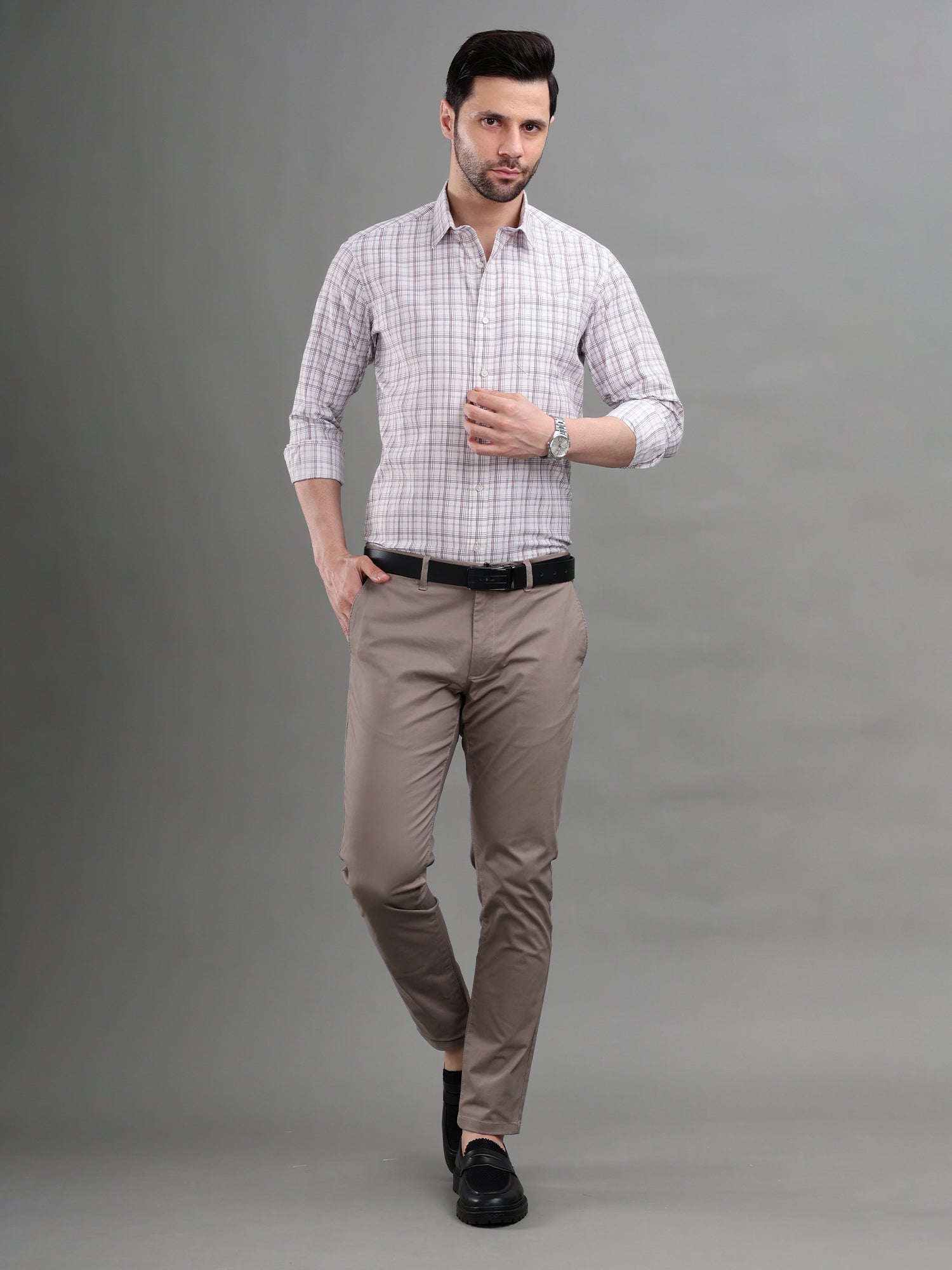 M Excess Checks White/Pink Dress Shirt