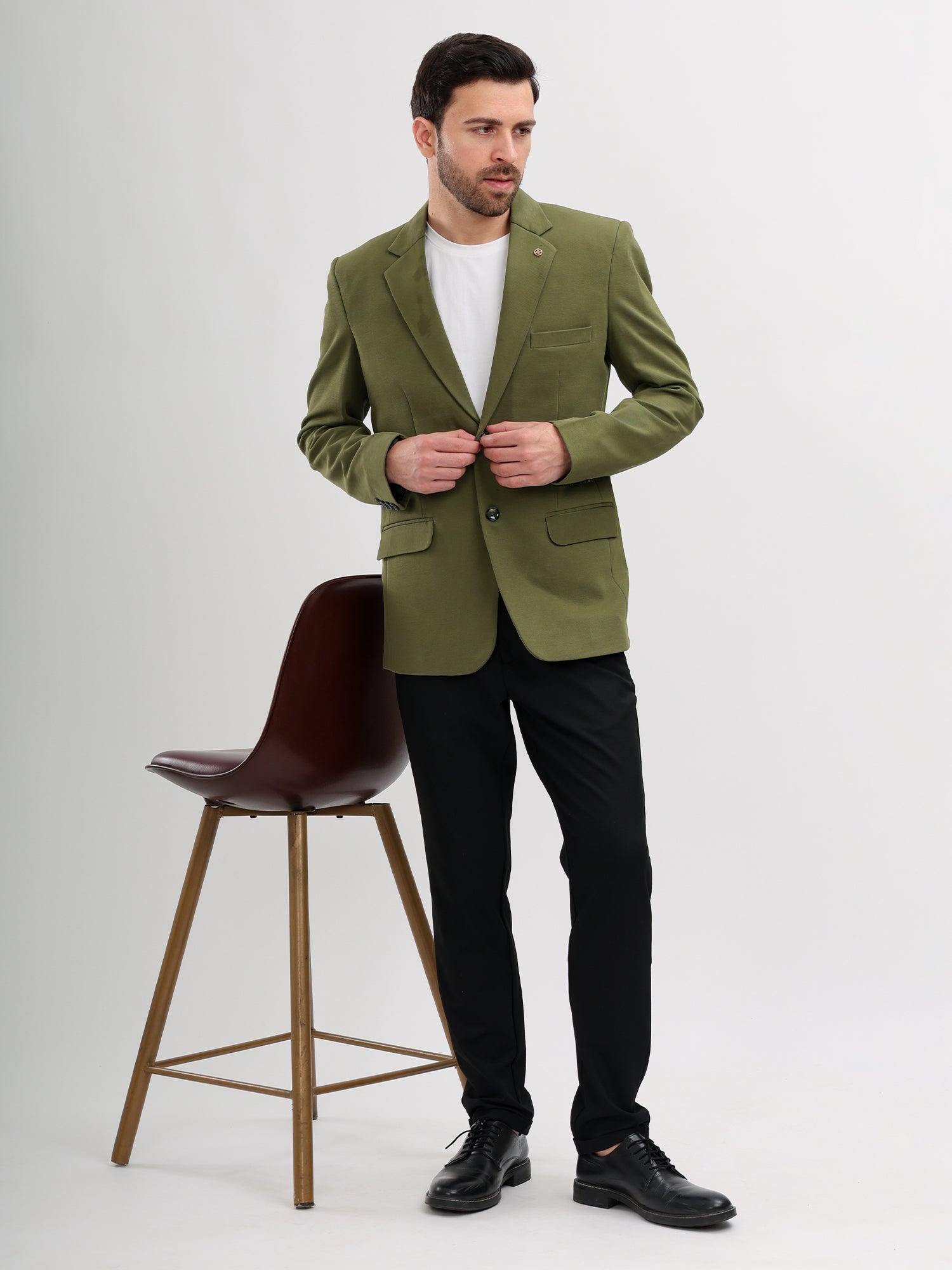 M Excess Olive Green Casual Blazer