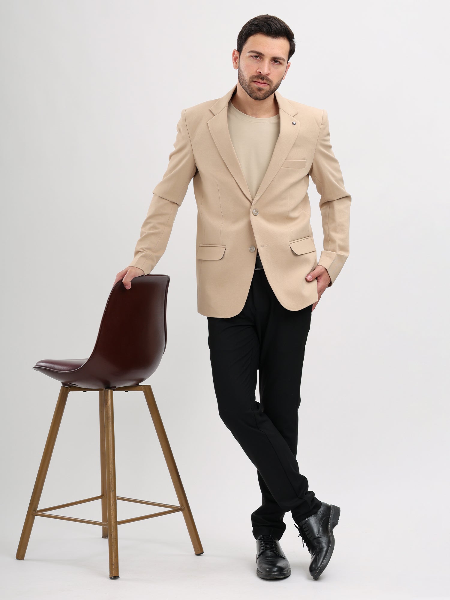M Excess Beige Casual Blazer