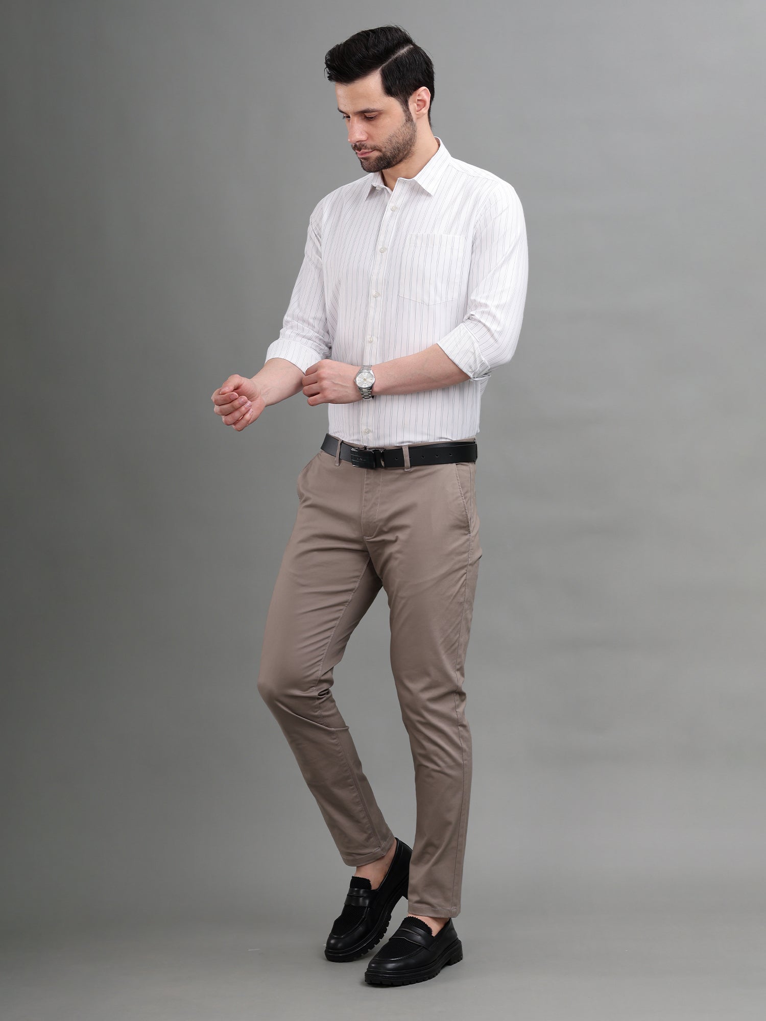 M Excess Stripes Black & White Dress Shirt