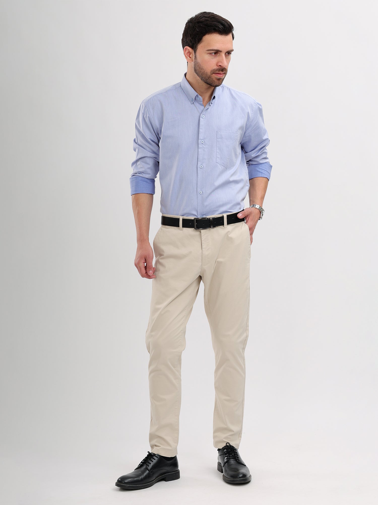 M Excess Solid Sky Blue Dress Shirt