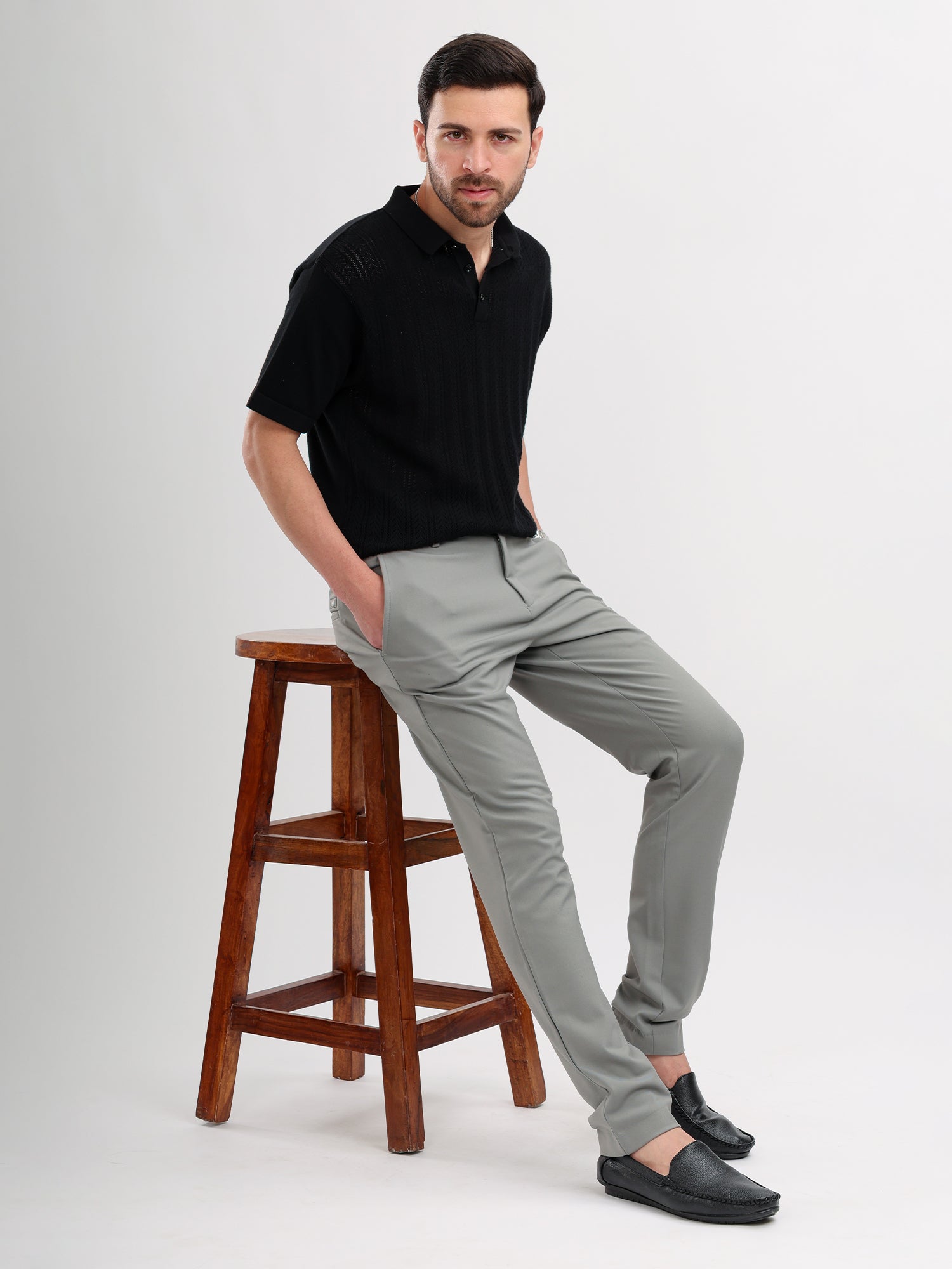 M Excess Black Knit Polo