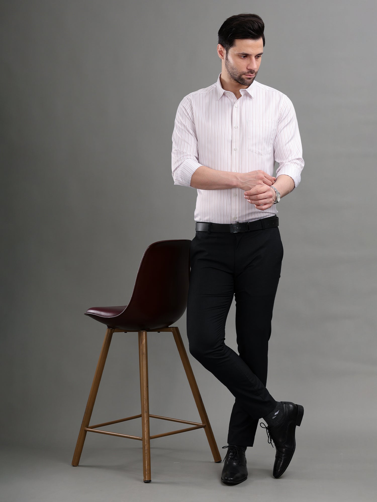 M Excess Stripes Soft Pink Dress Shirt