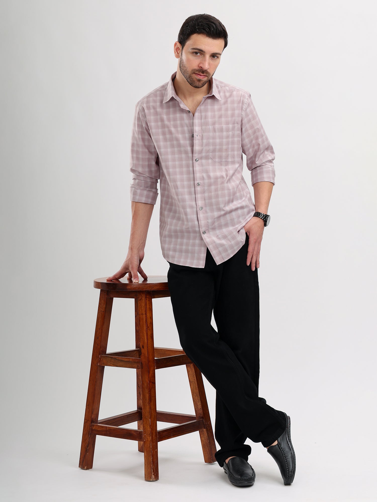 M Excess Checks Pink Dress Shirt