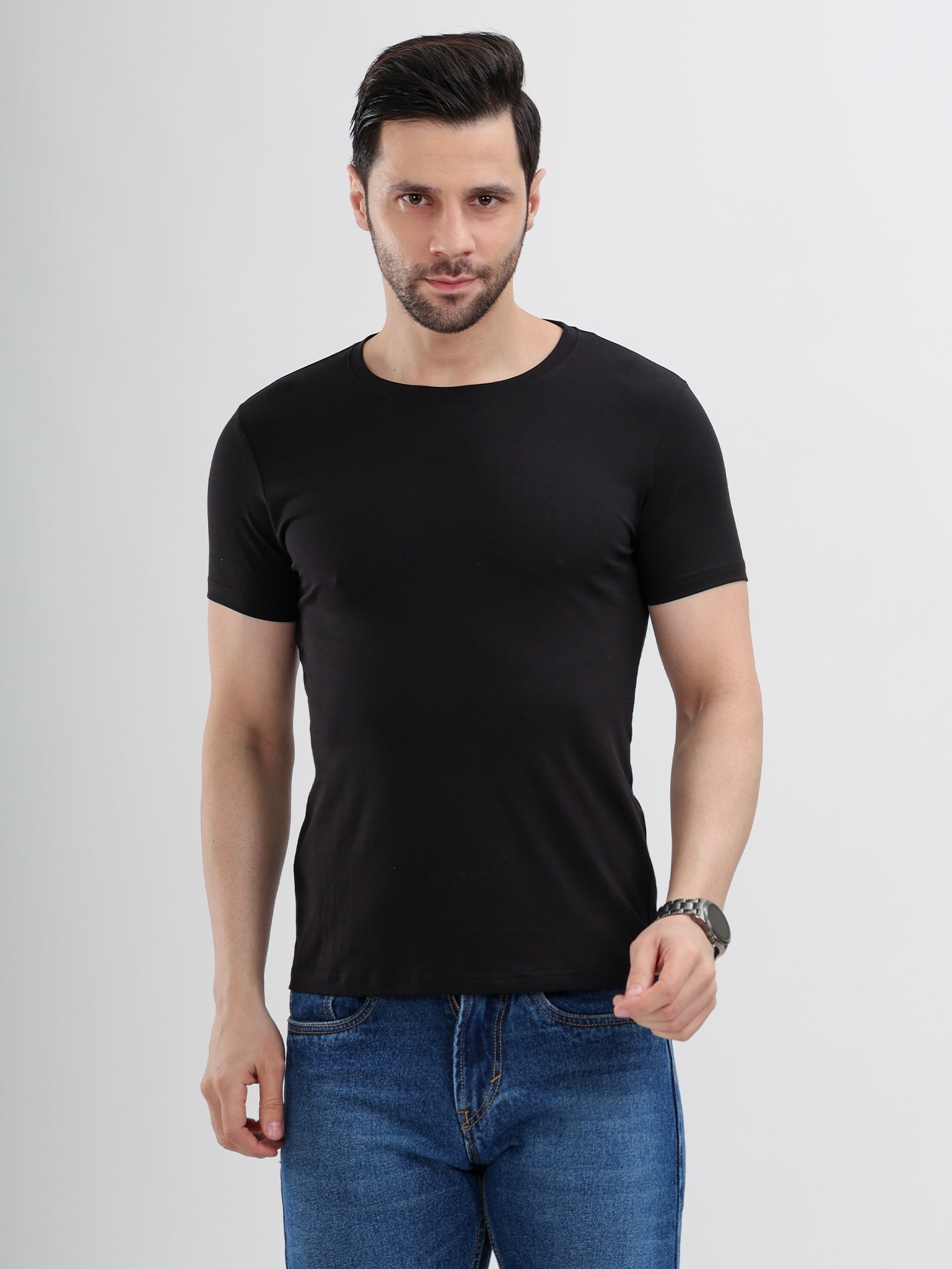 M Excess Black Essential Crew Neck T-Shirts