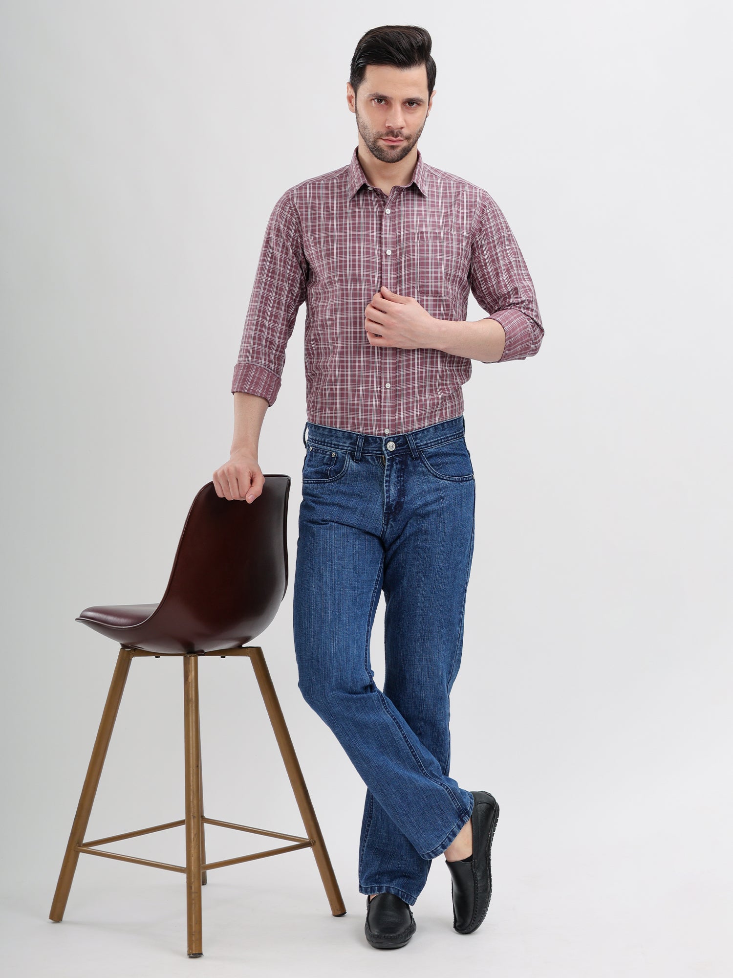 M Excess Checks Rose Pink Dress Shirt