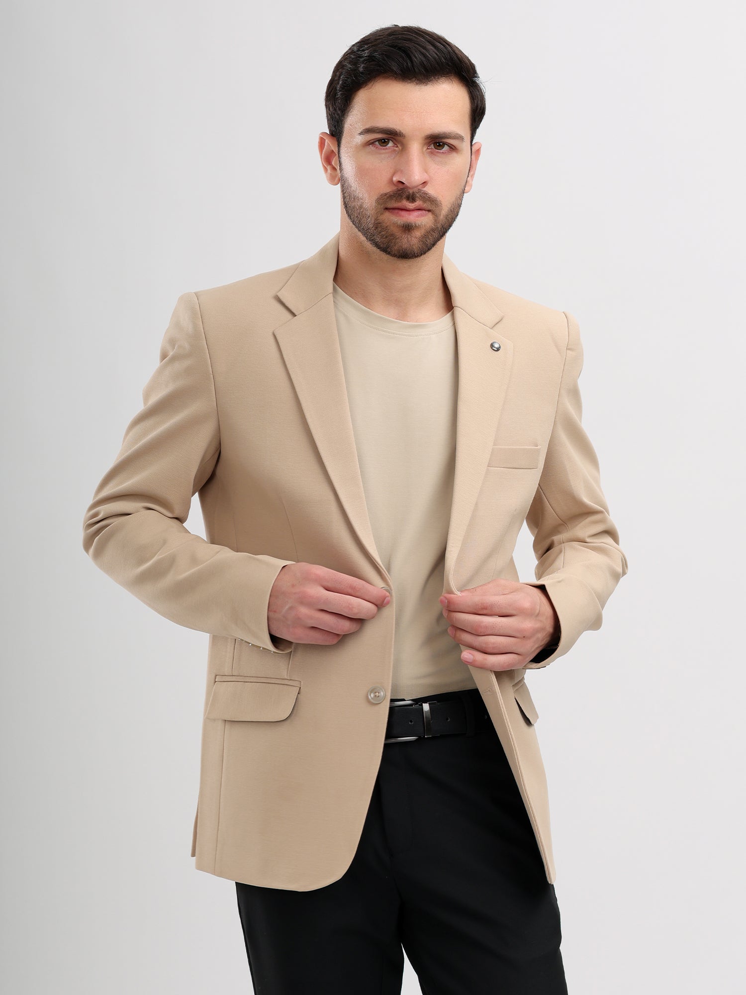 M Excess Beige Casual Blazer