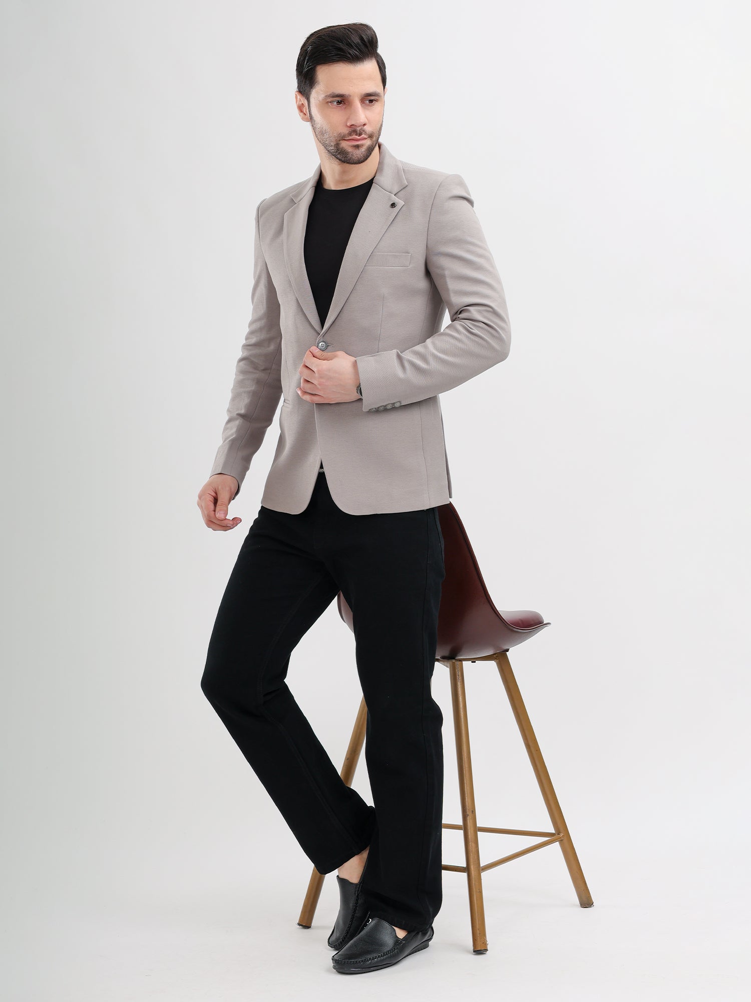 M Excess Light Grey Casual Blazer