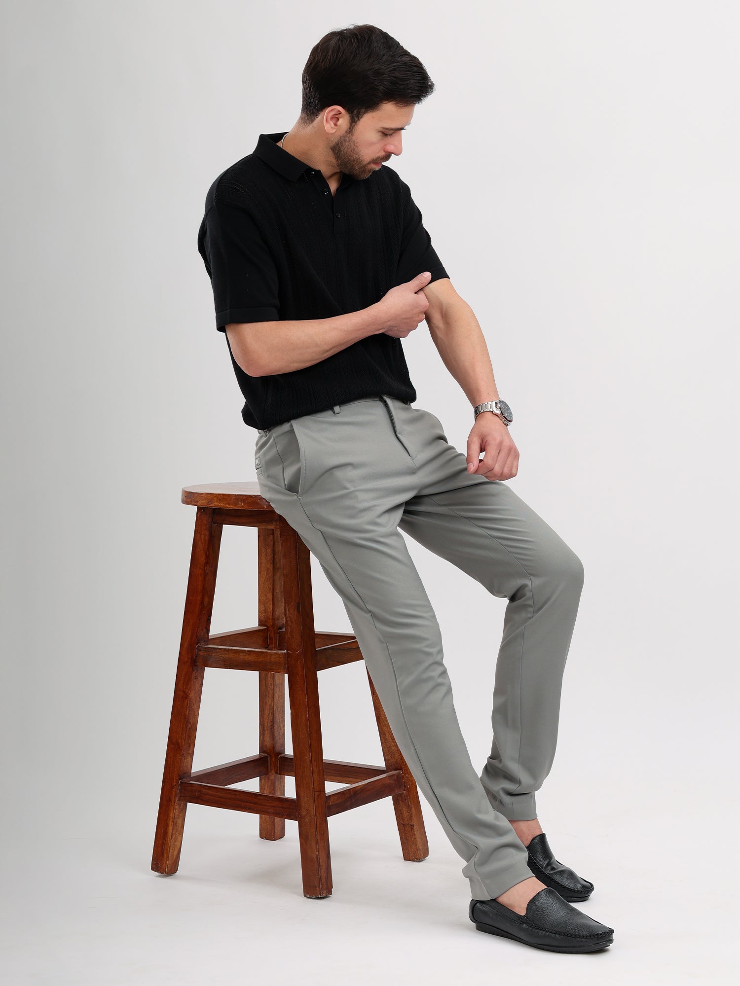 M Excess Black Knit Polo