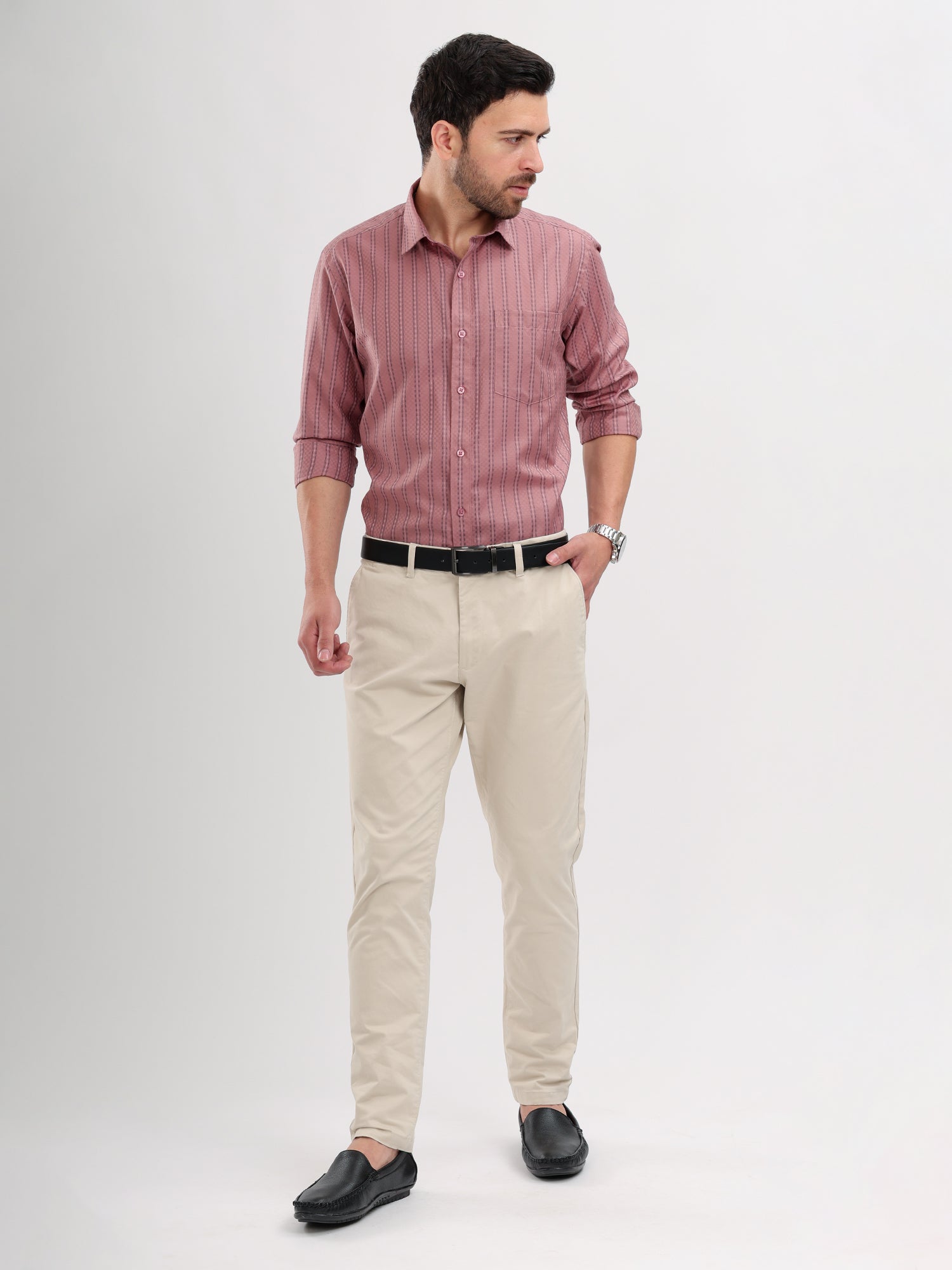 M Excess Stripes Pink Dress Shirt