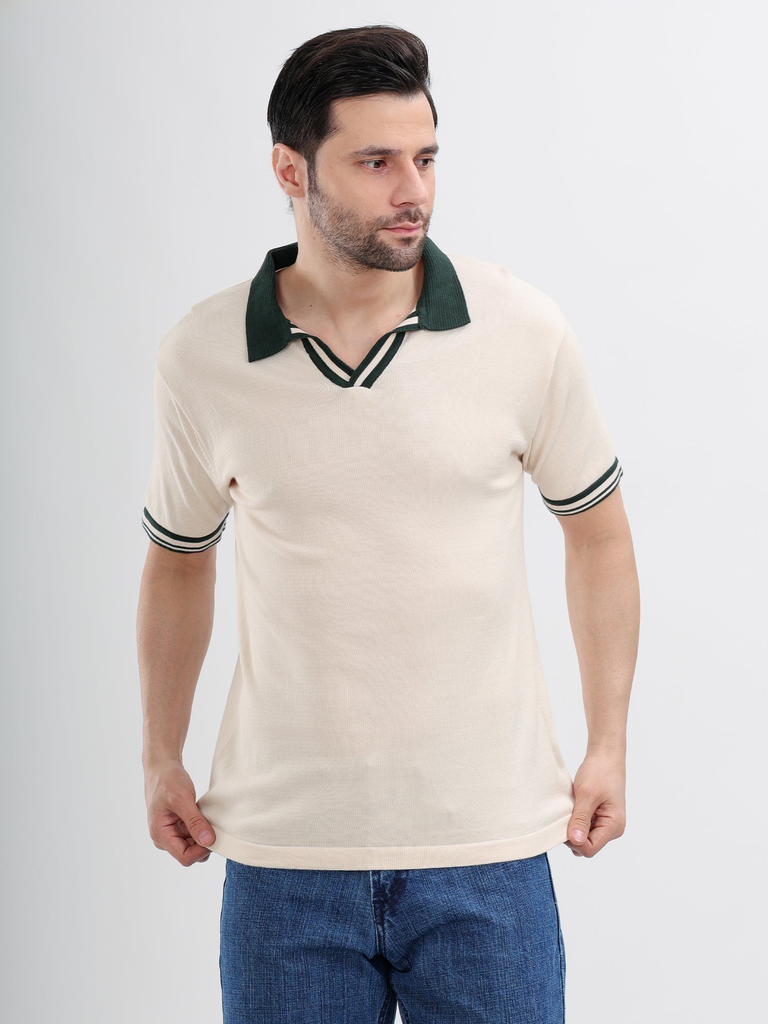 M Excess White Knit Polo