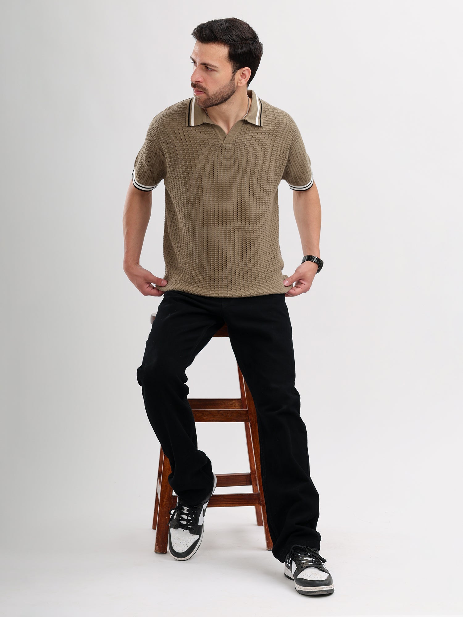 M Excess Olive Green Knit Polo
