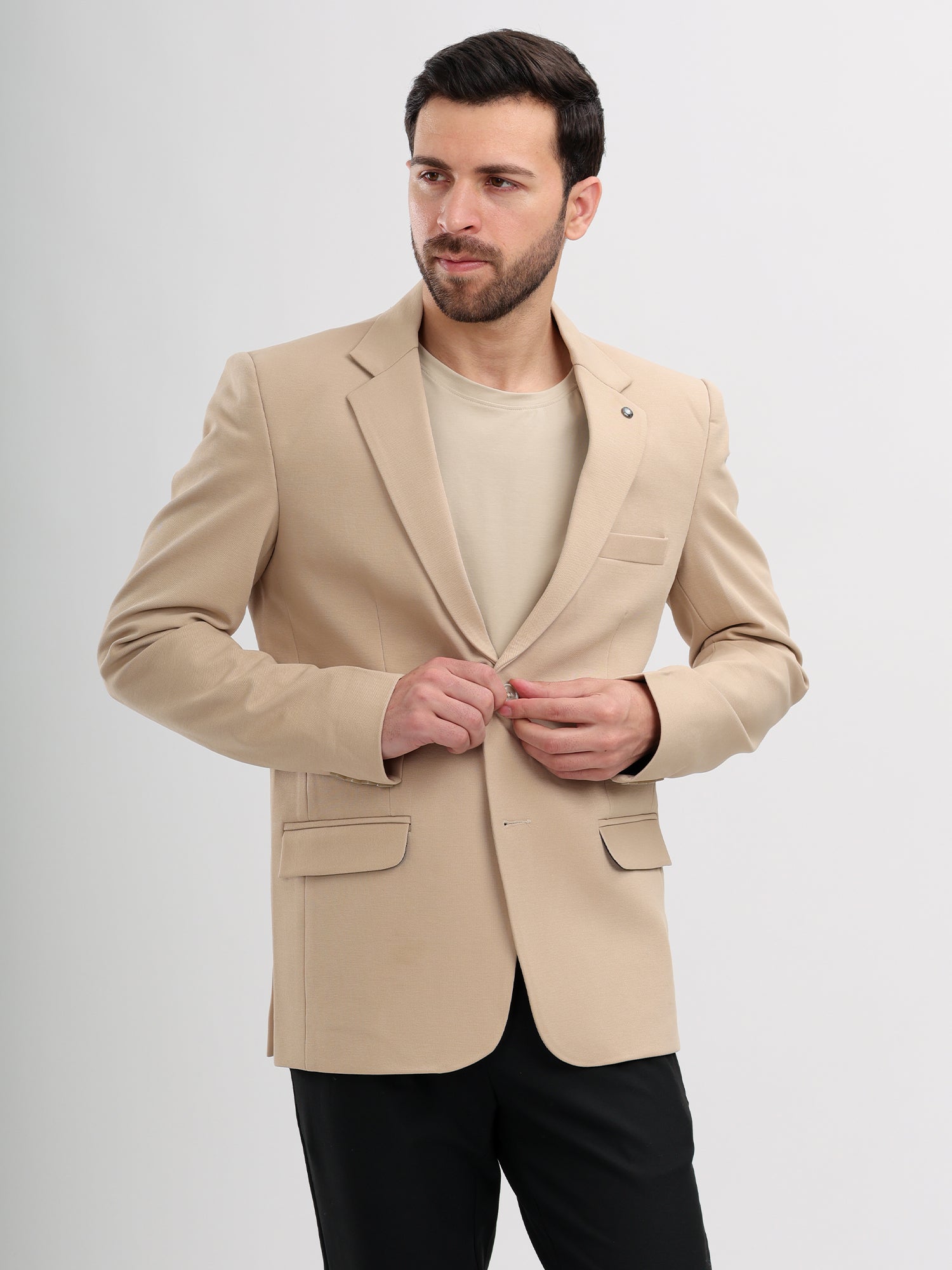 M Excess Beige Casual Blazer