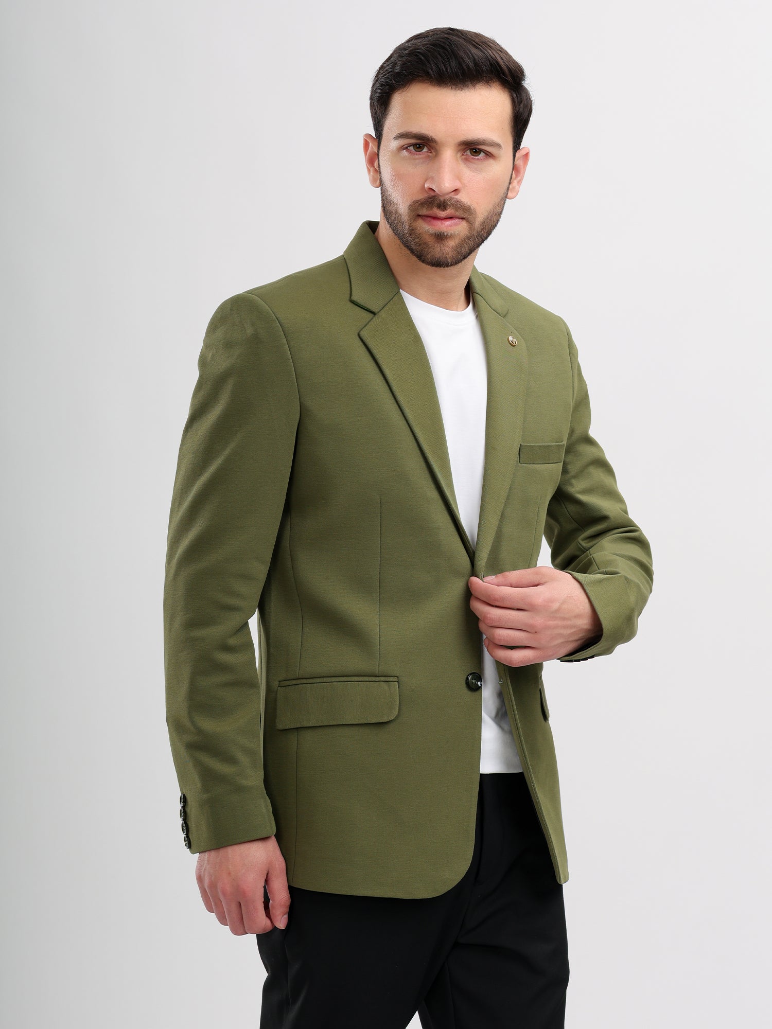 M Excess Olive Green Casual Blazer
