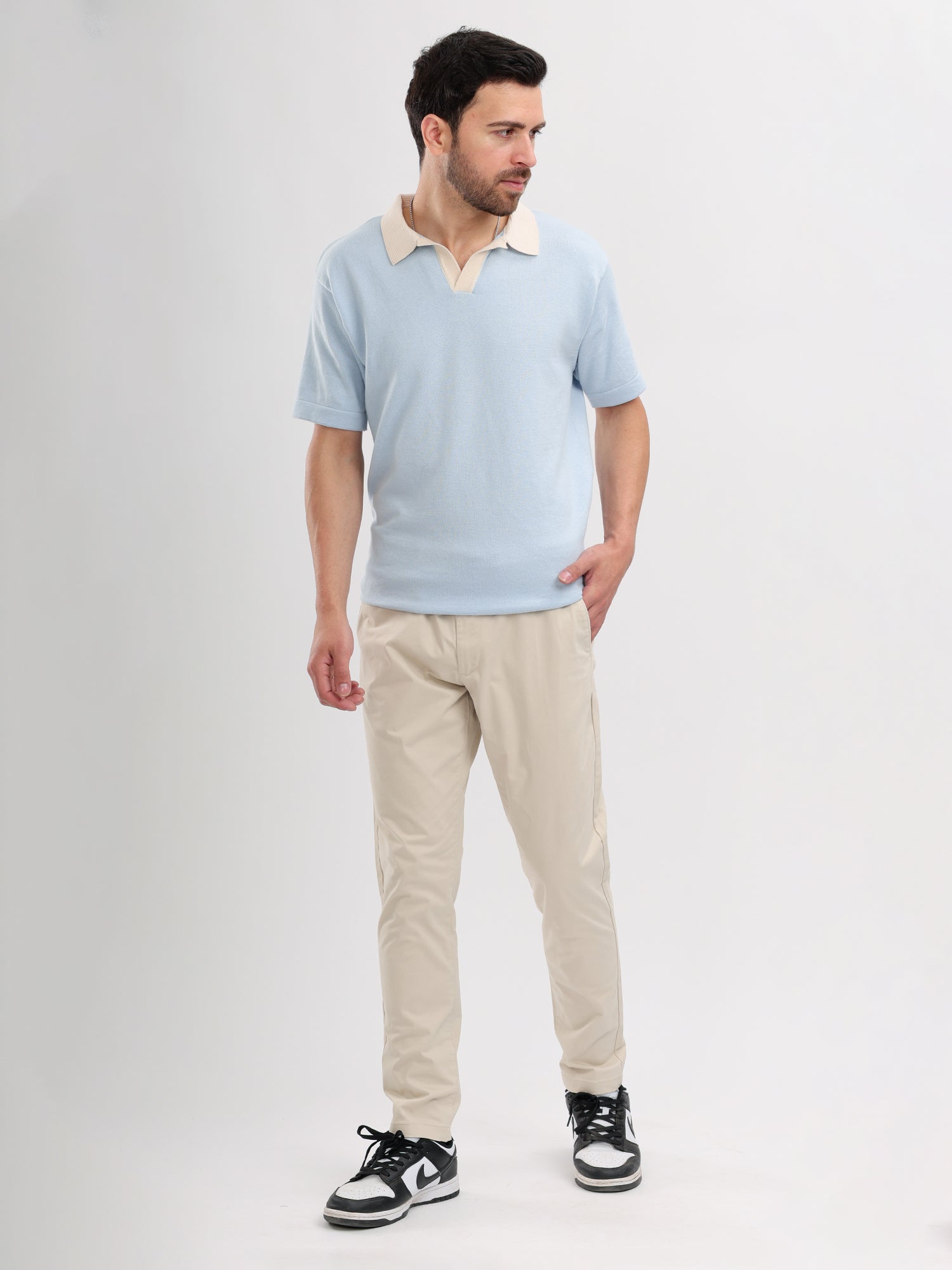 M Excess Sky Blue Knit Polo