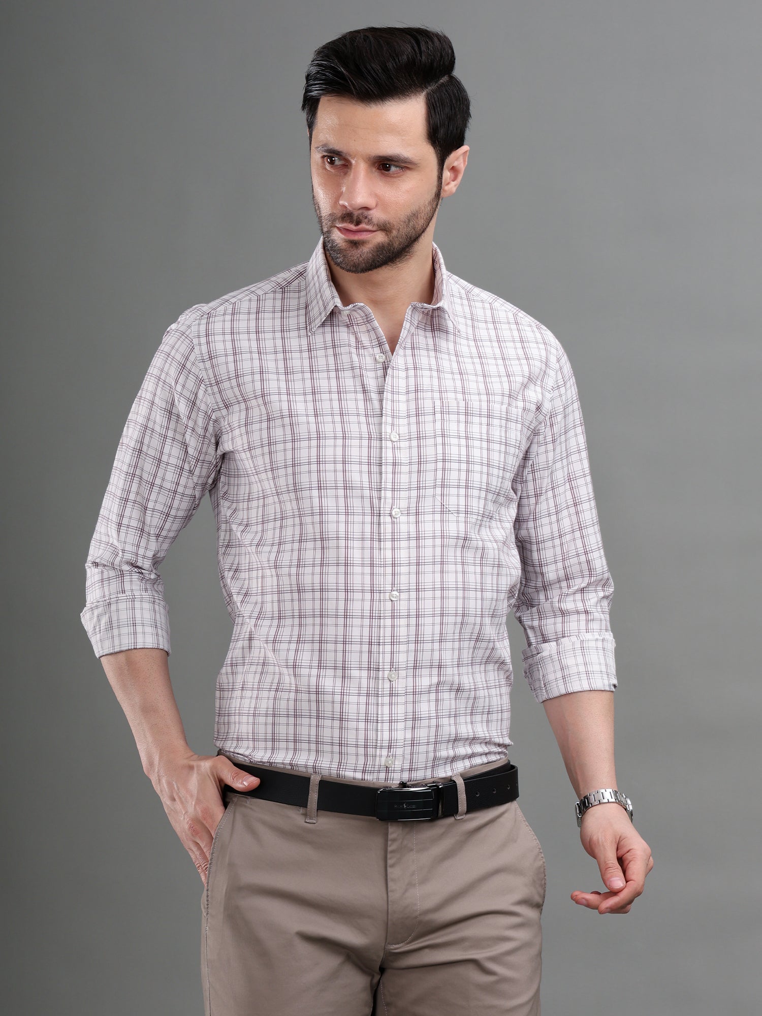 M Excess Checks White/Pink Dress Shirt