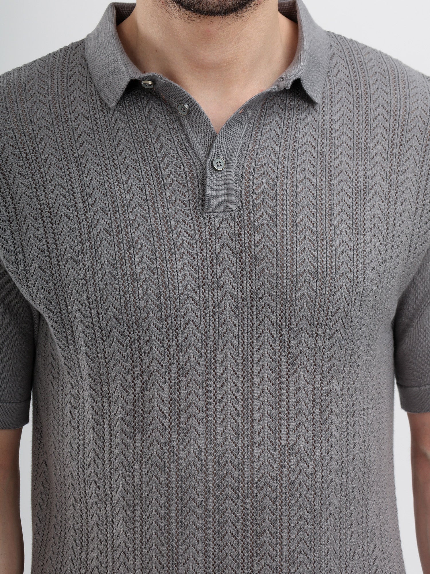 M Excess Grey Knit Polo