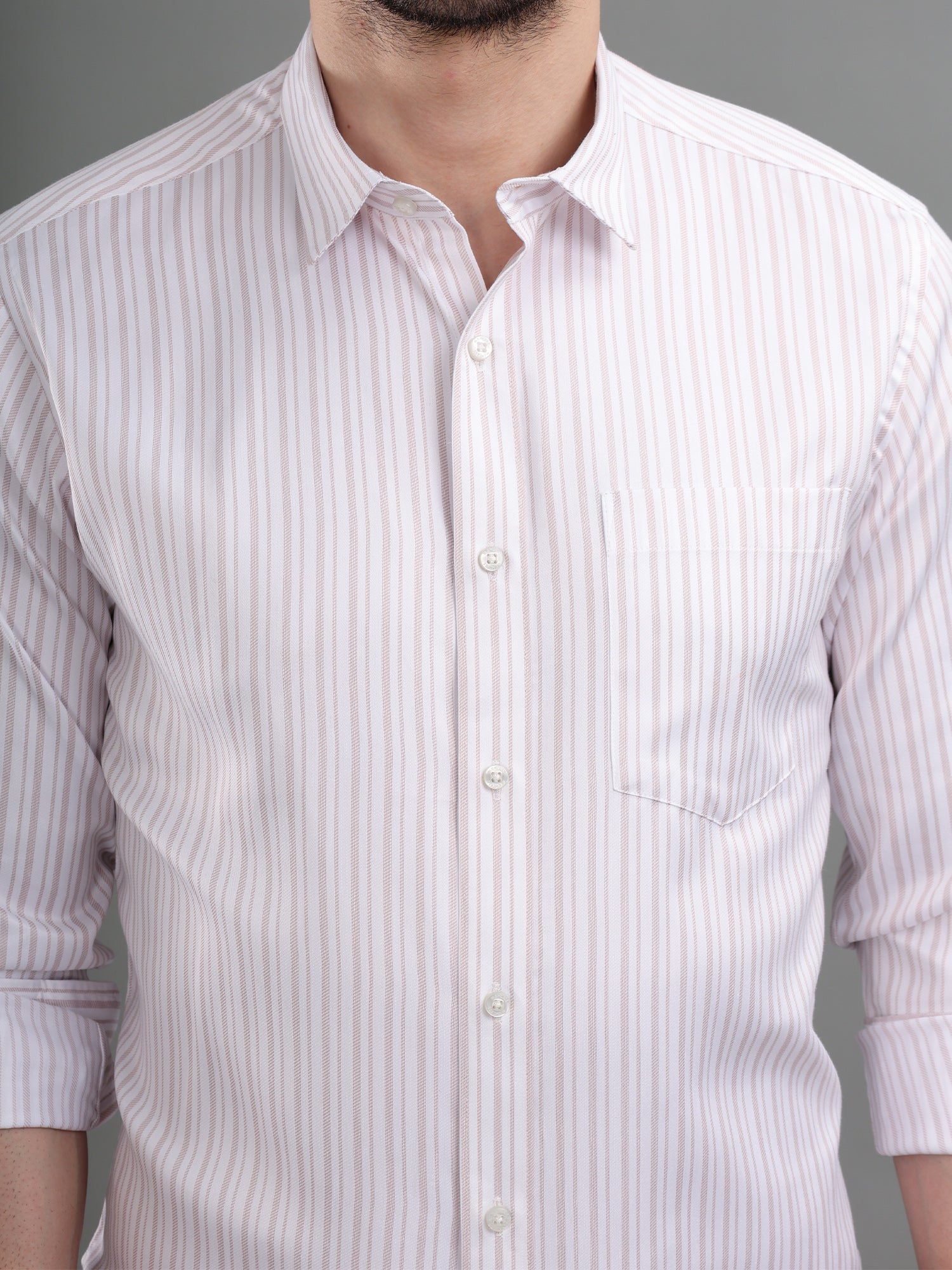 M Excess Stripes Soft Pink Dress Shirt