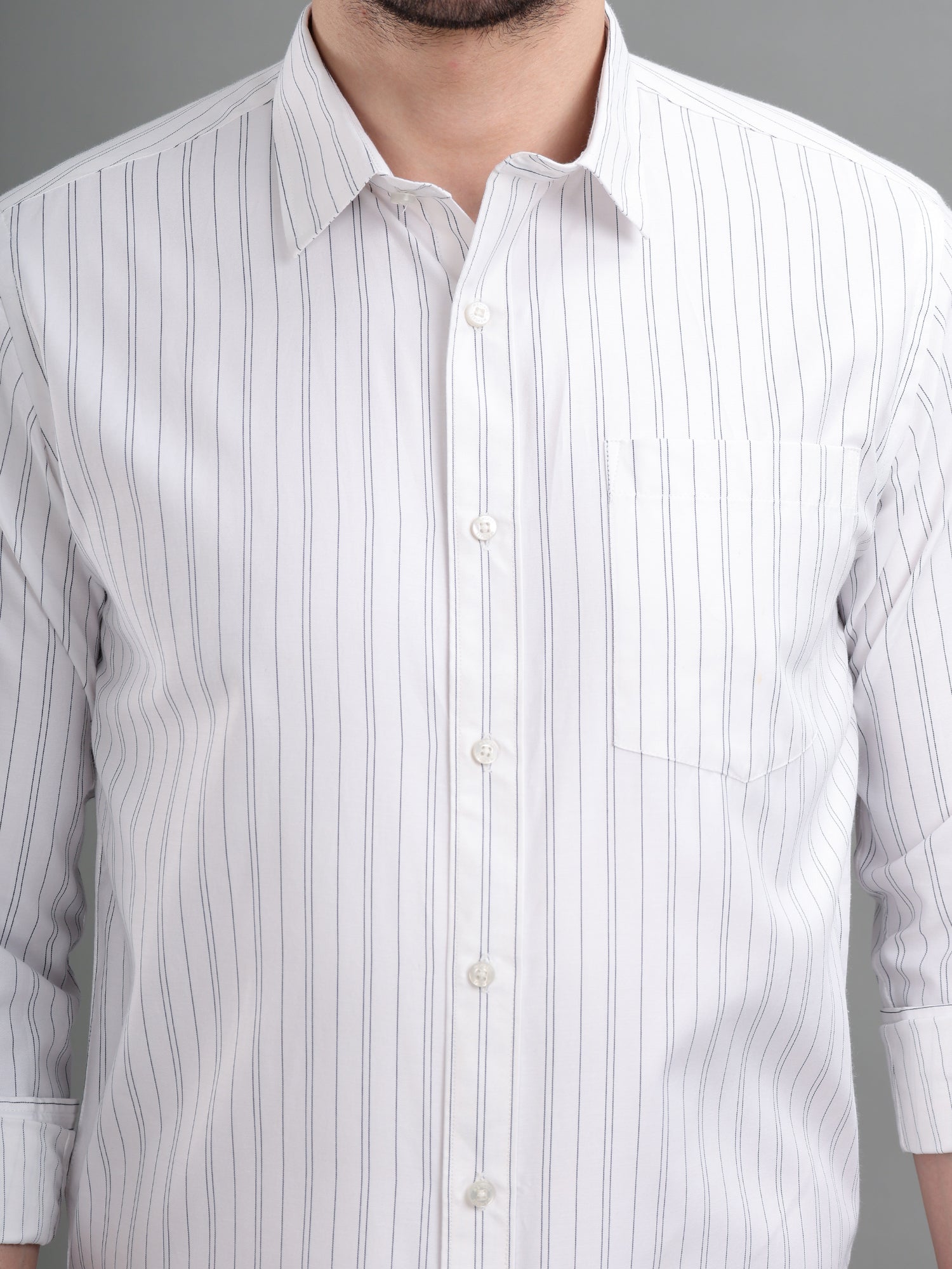 M Excess Stripes Black & White Dress Shirt