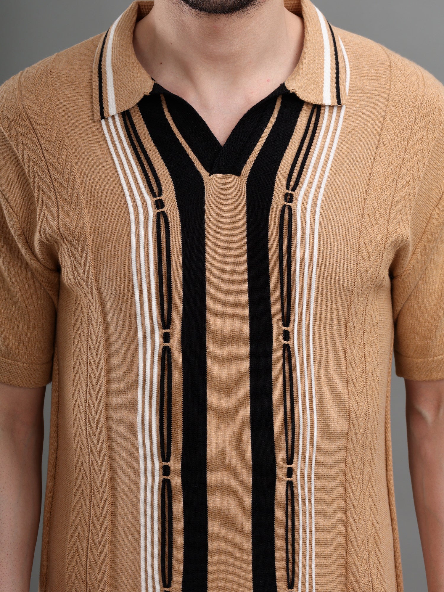M Excess Tan Knit Polo