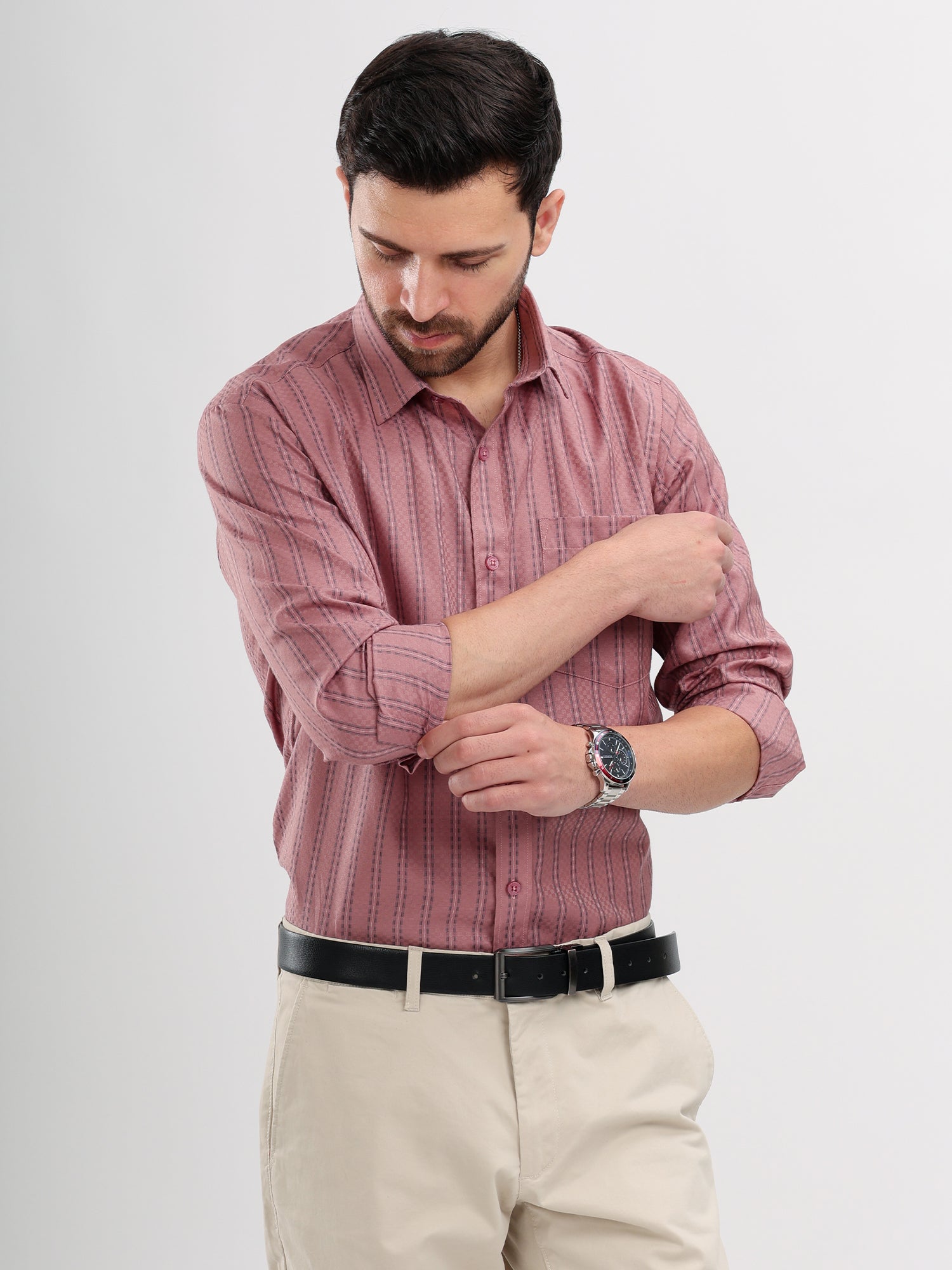 M Excess Stripes Pink Dress Shirt