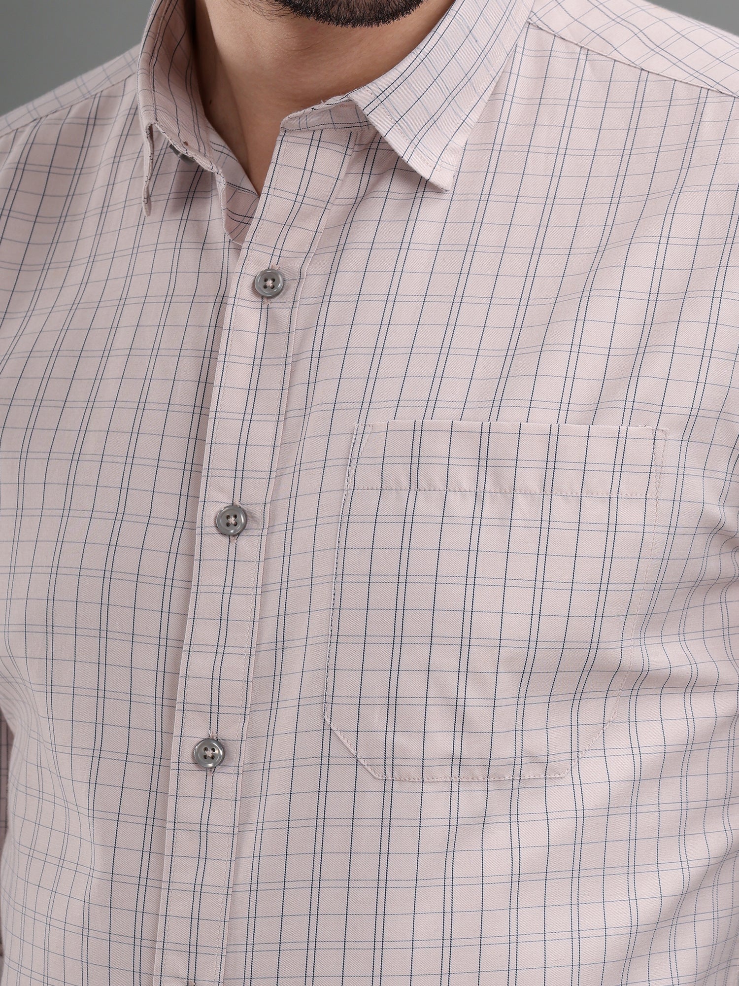 M Excess Checks Light Pink Dress Shirt