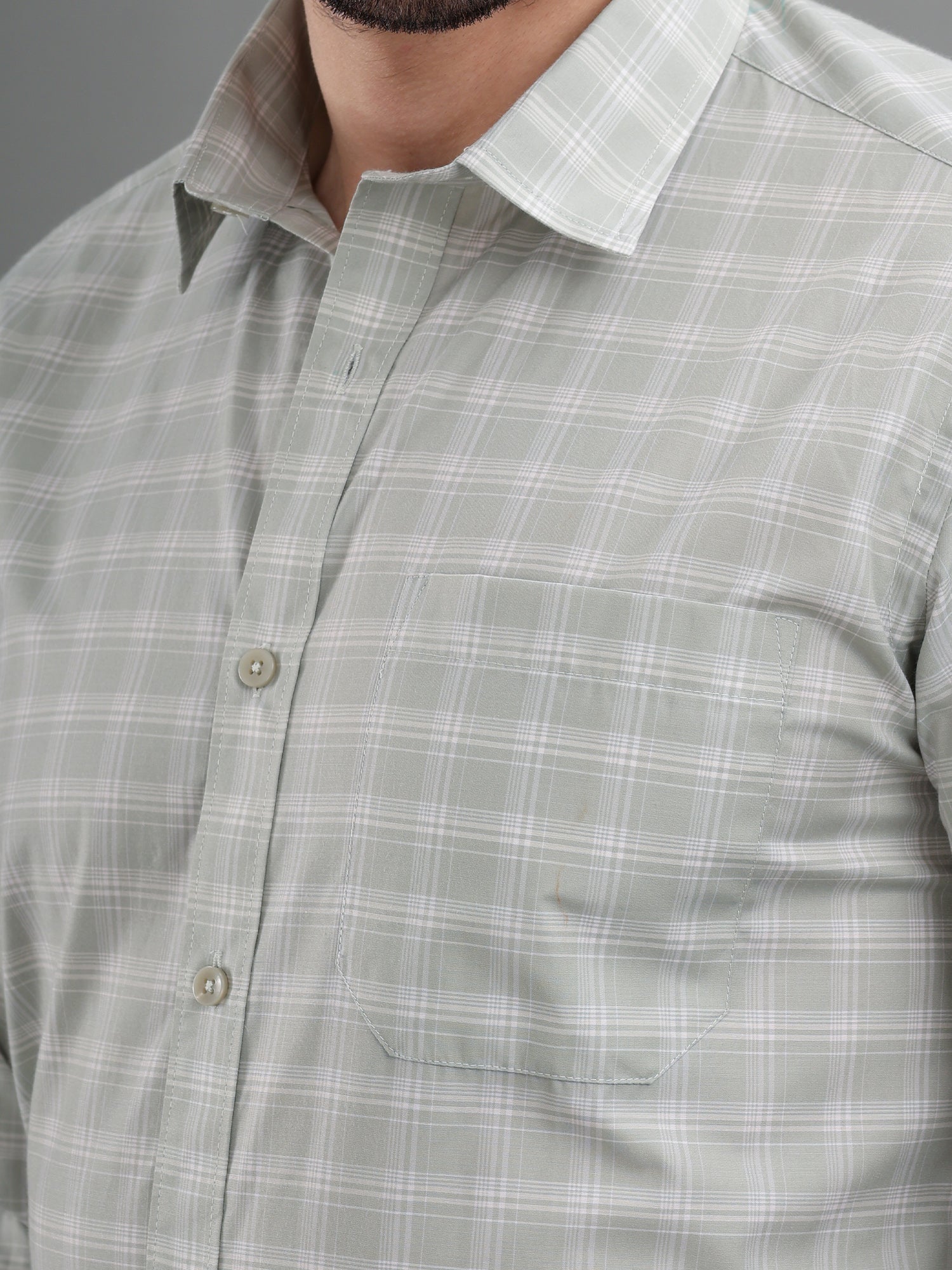 M Excess Checks Light Green Dress Shirt