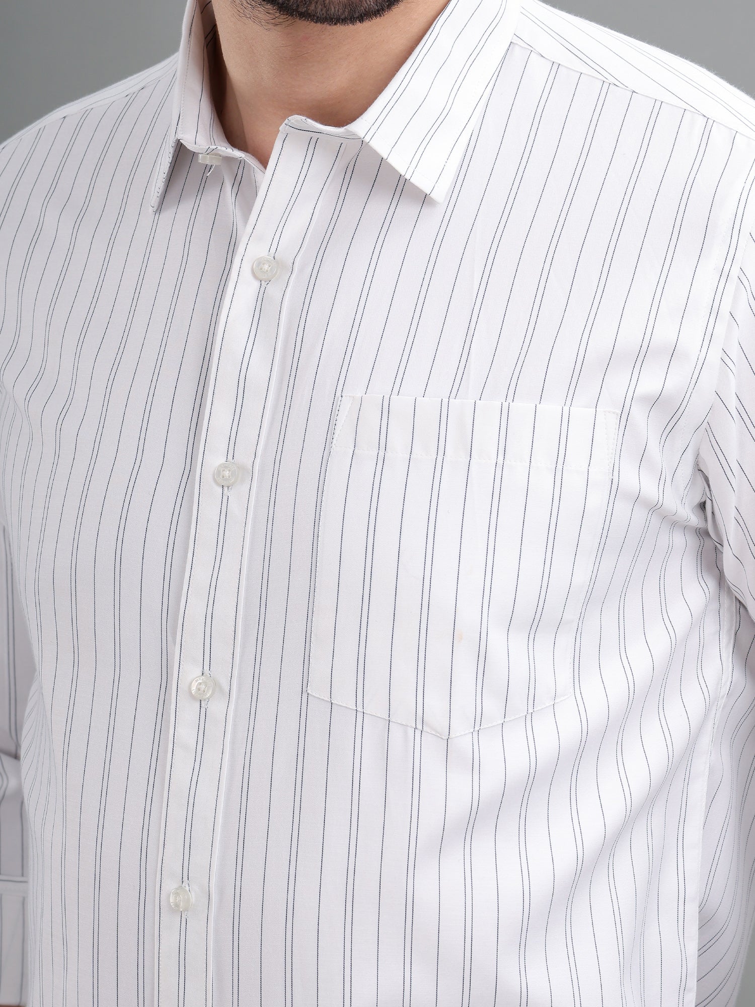 M Excess Stripes Black & White Dress Shirt