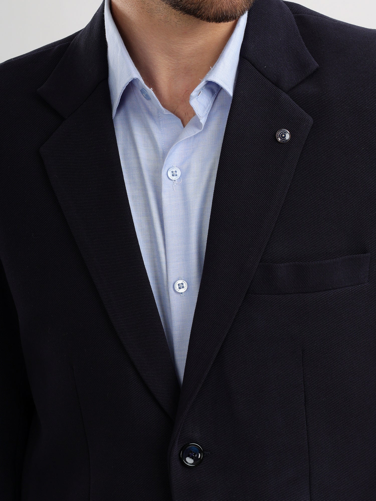 M Excess Navy Blue Casual Blazer