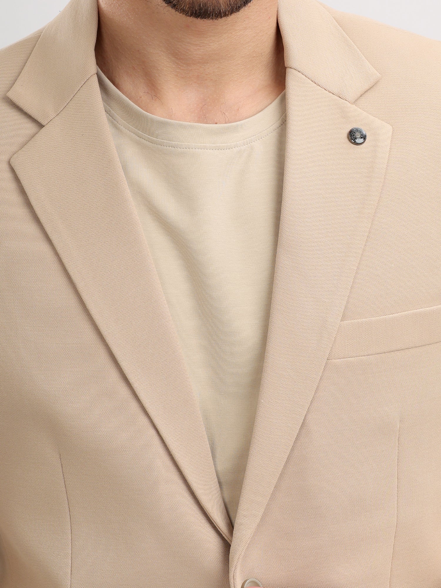 M Excess Beige Casual Blazer