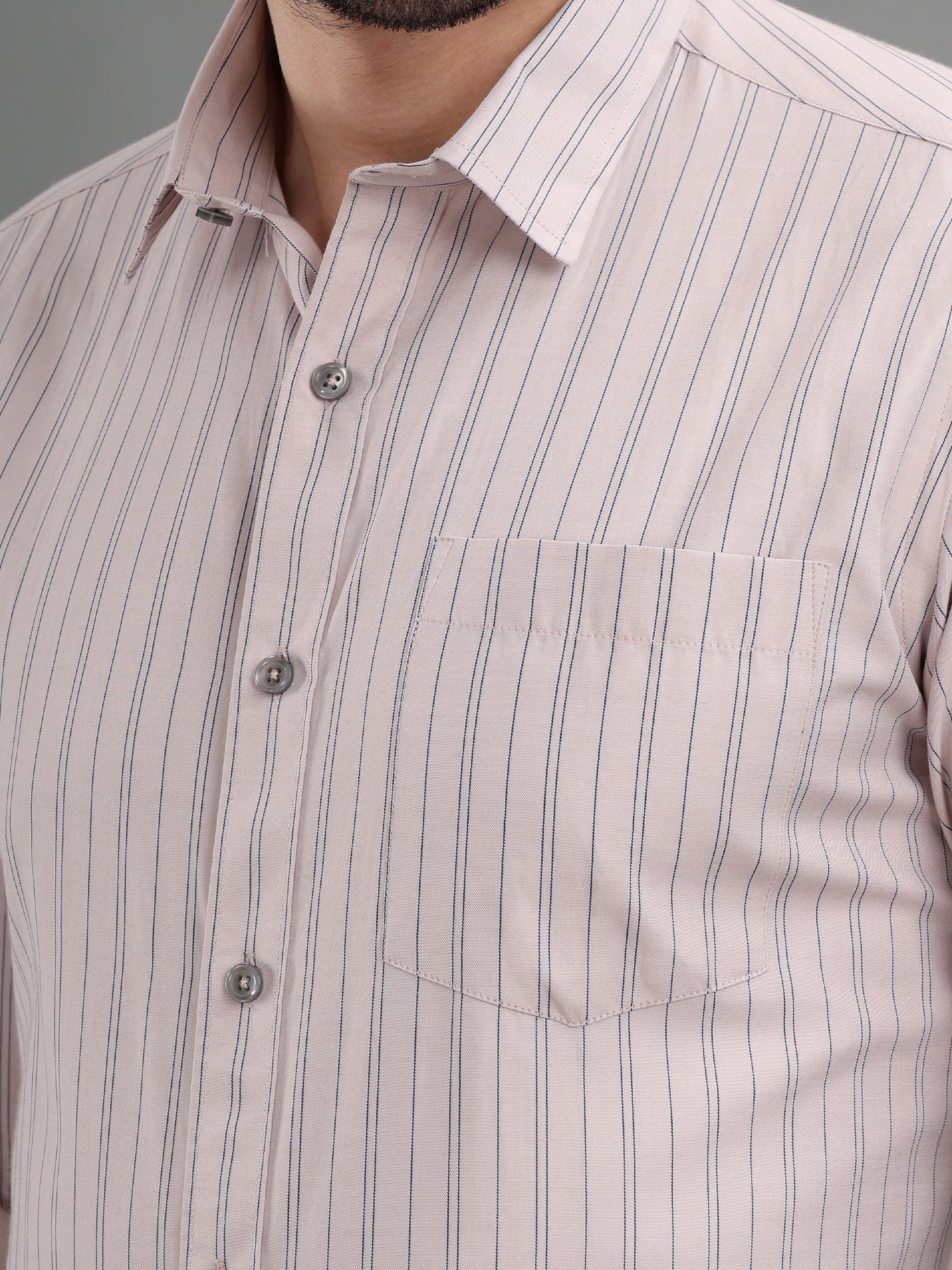 M Excess Stripes Brown Dress Shirt