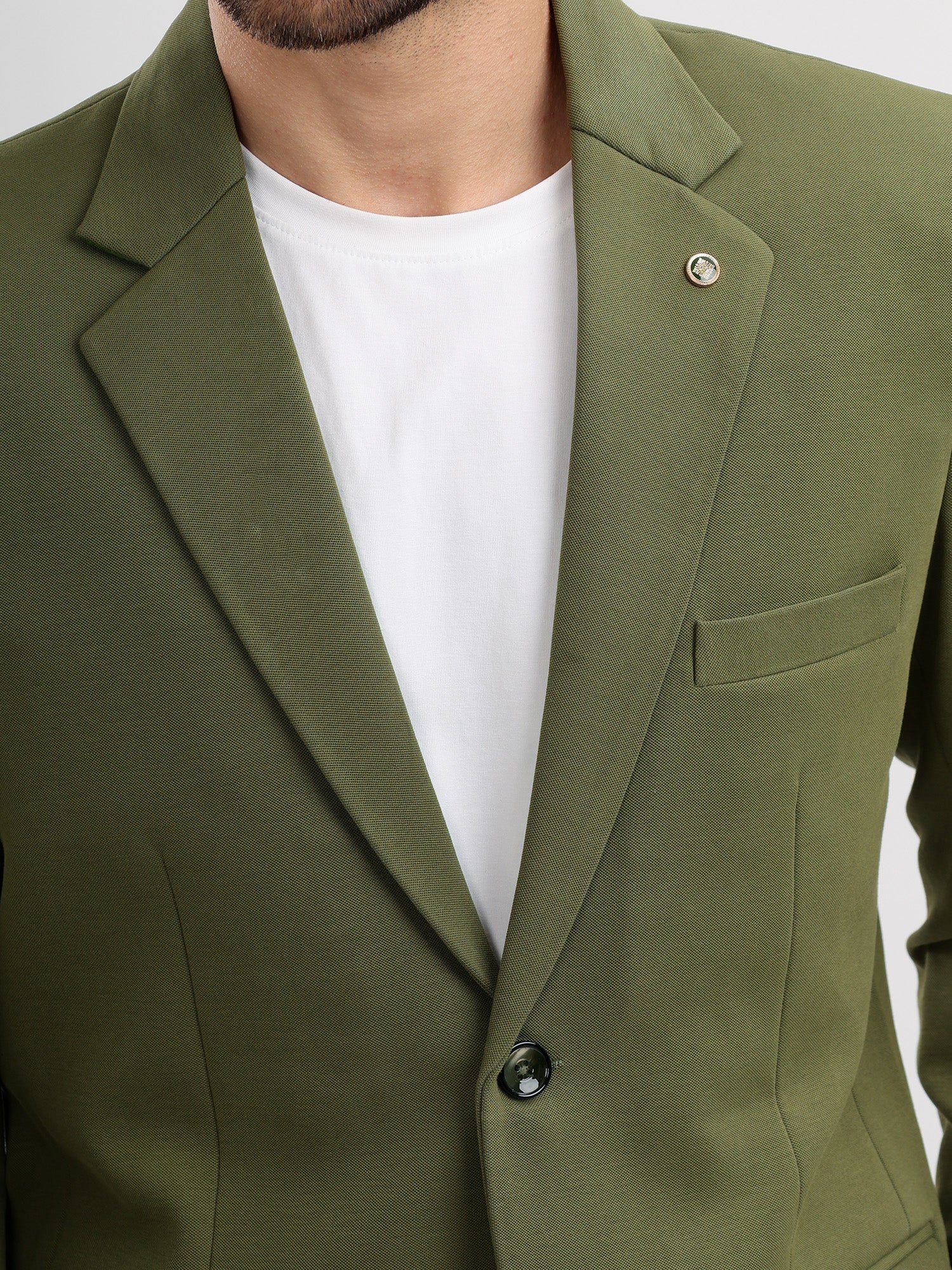 M Excess Olive Green Casual Blazer