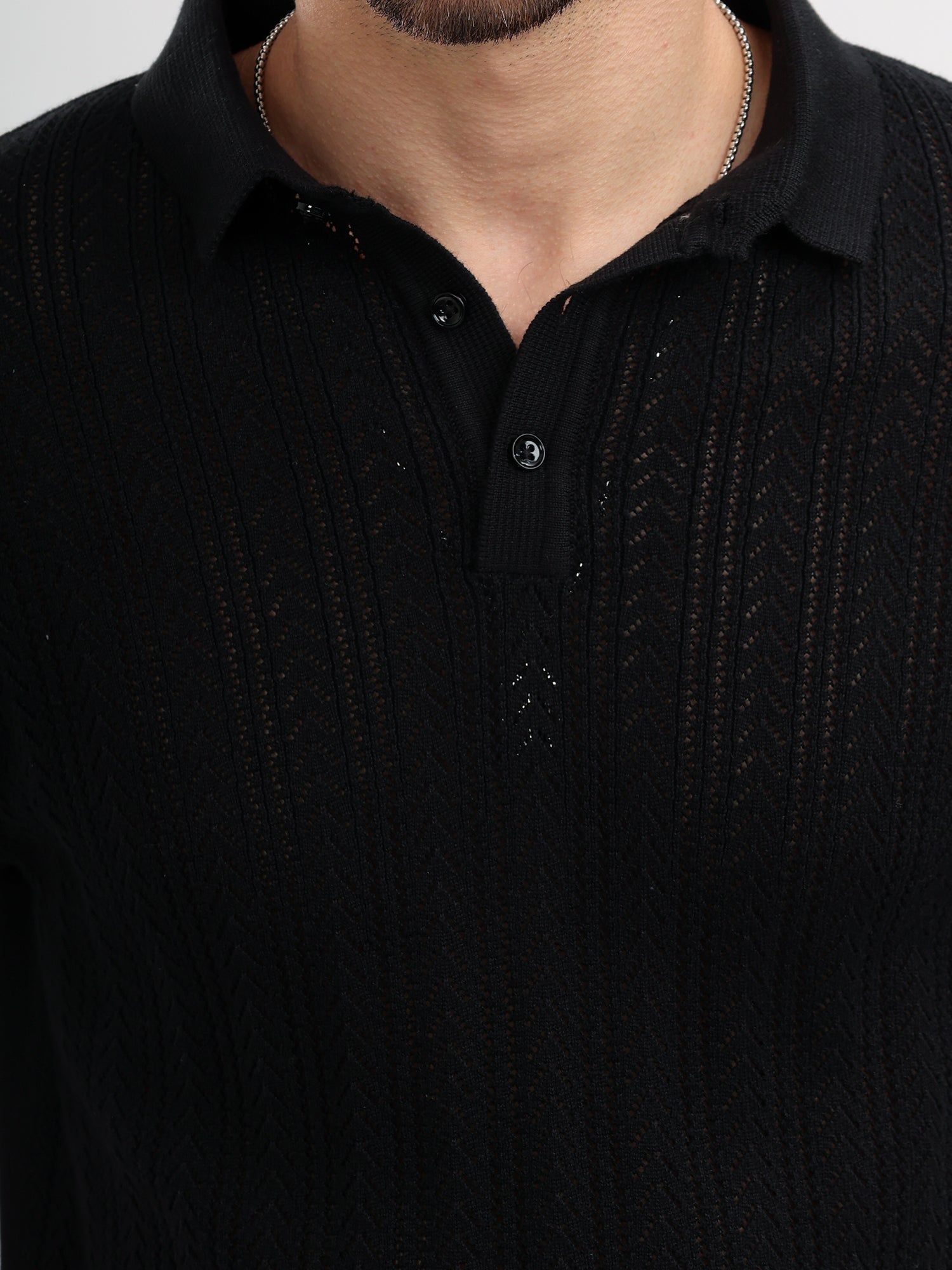 M Excess Black Knit Polo