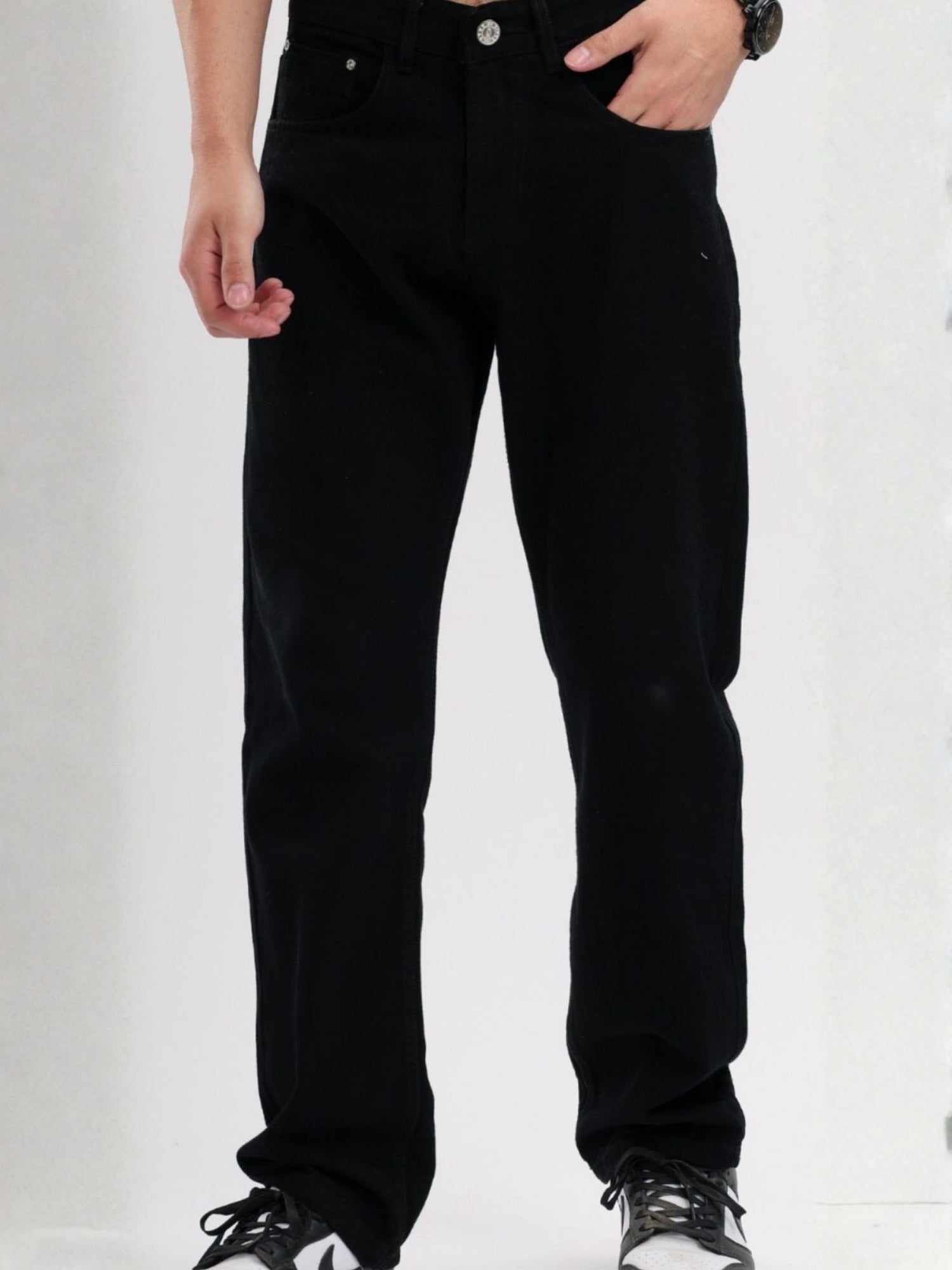 M Excess Straight Fit Black Jeans