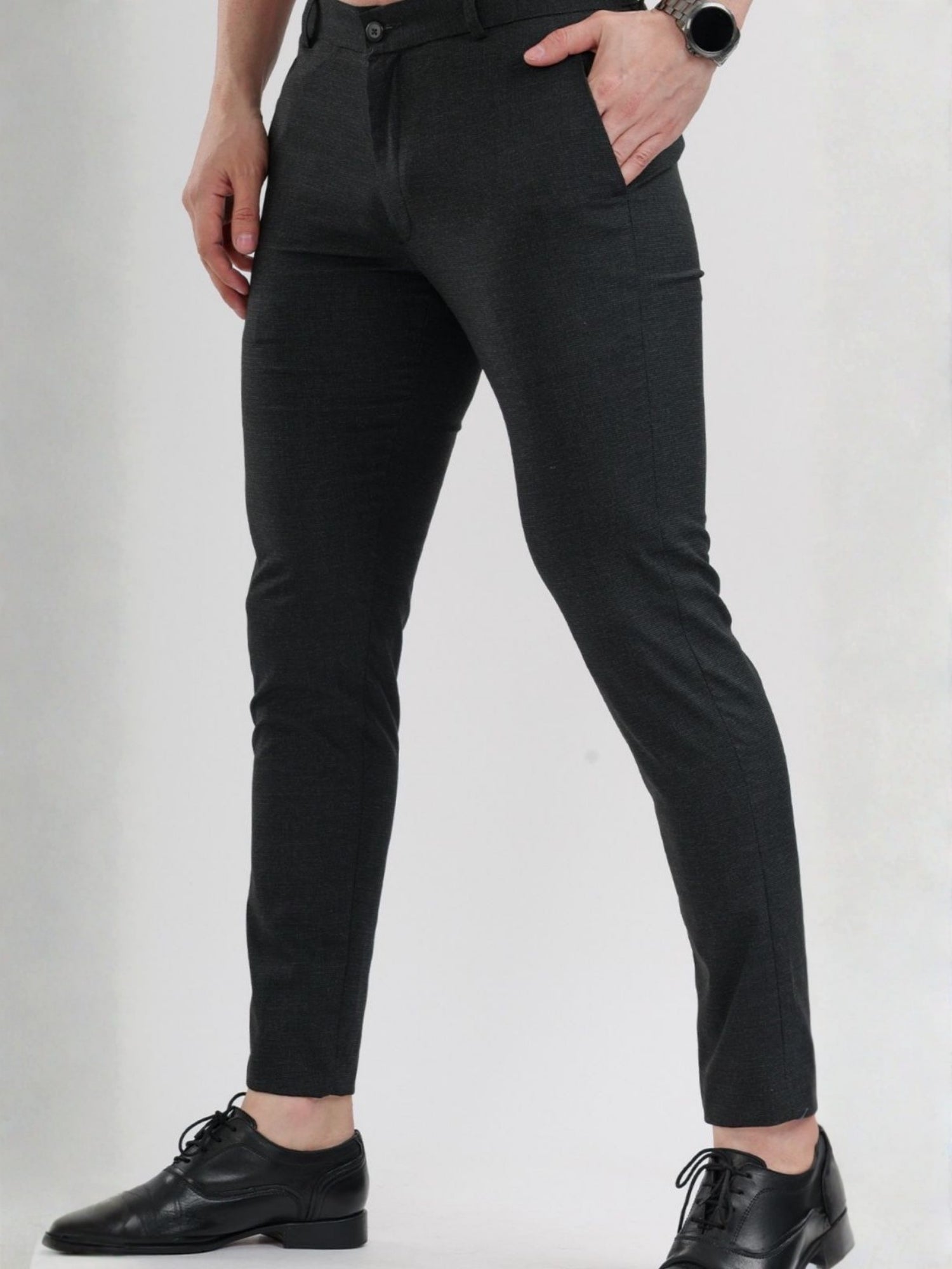 M Excess Black Structured Everyday Formal Trousers