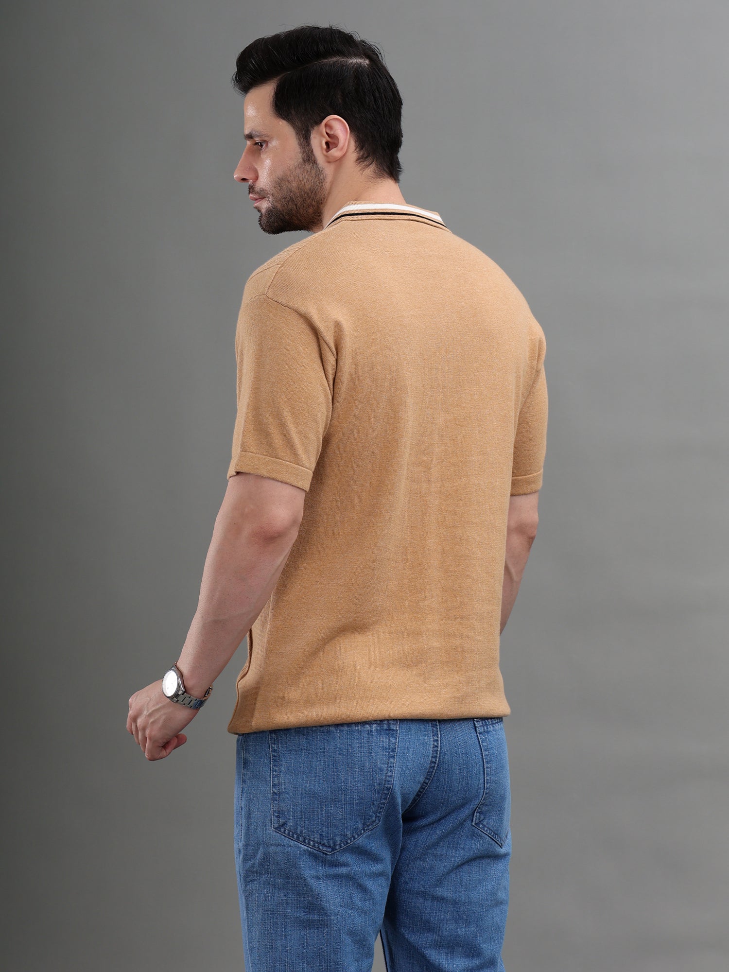 M Excess Tan Knit Polo