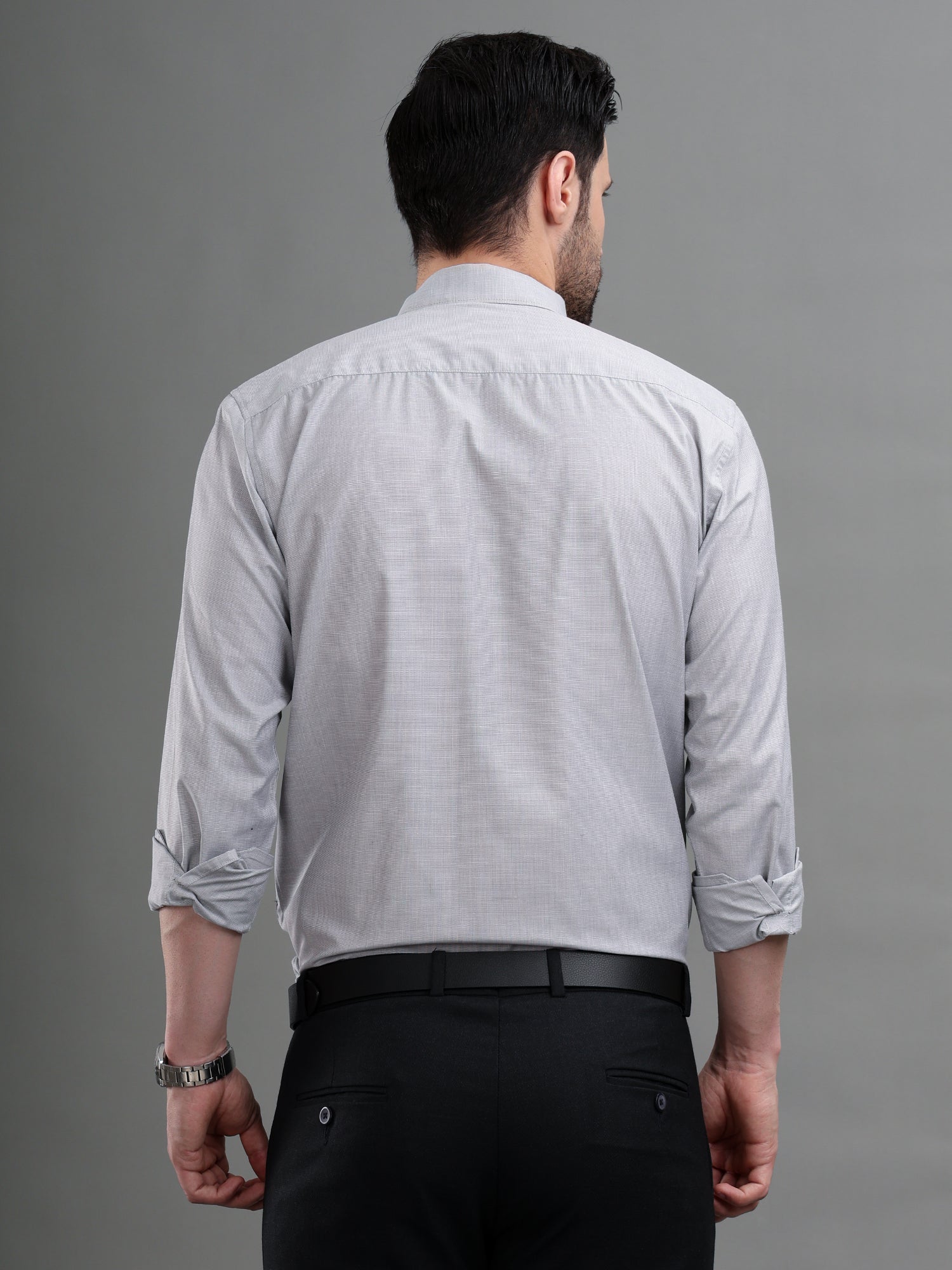 M Excess Solid Grey Dress Shirt