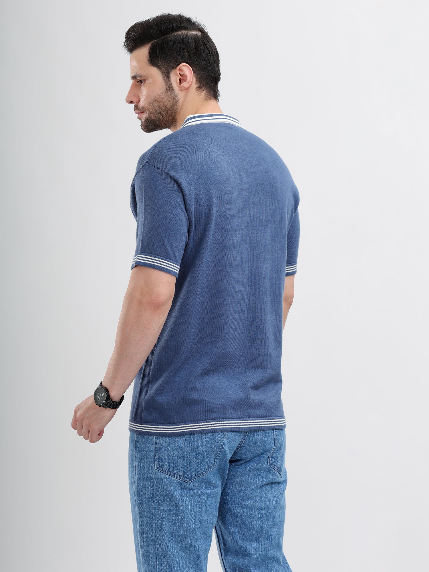 M Excess Blue Knit Polo