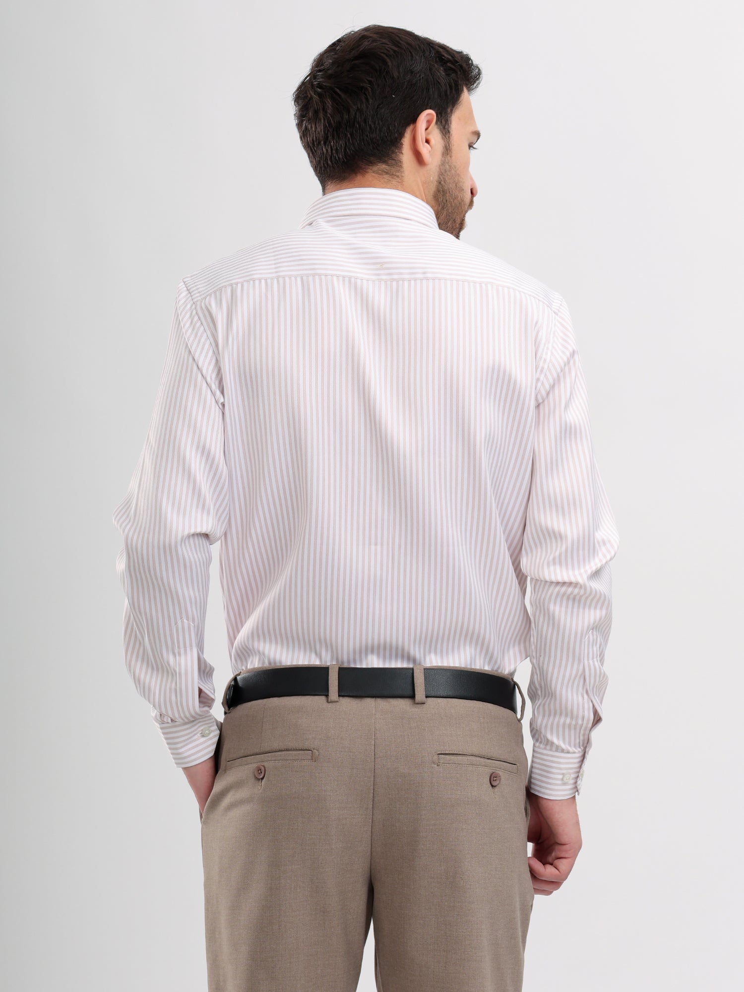 M Excess Stripes Brown & White Dress Shirt