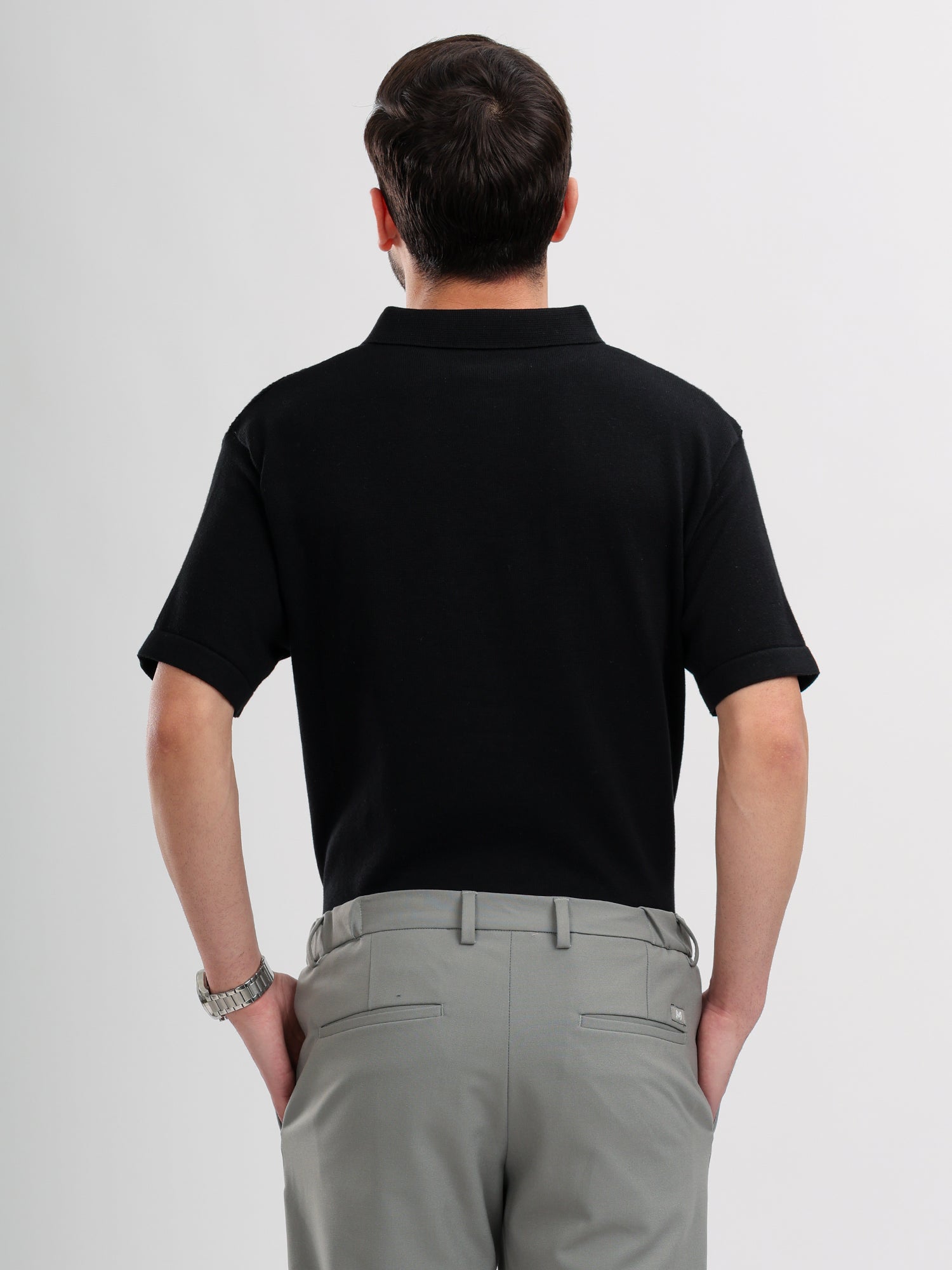M Excess Black Knit Polo