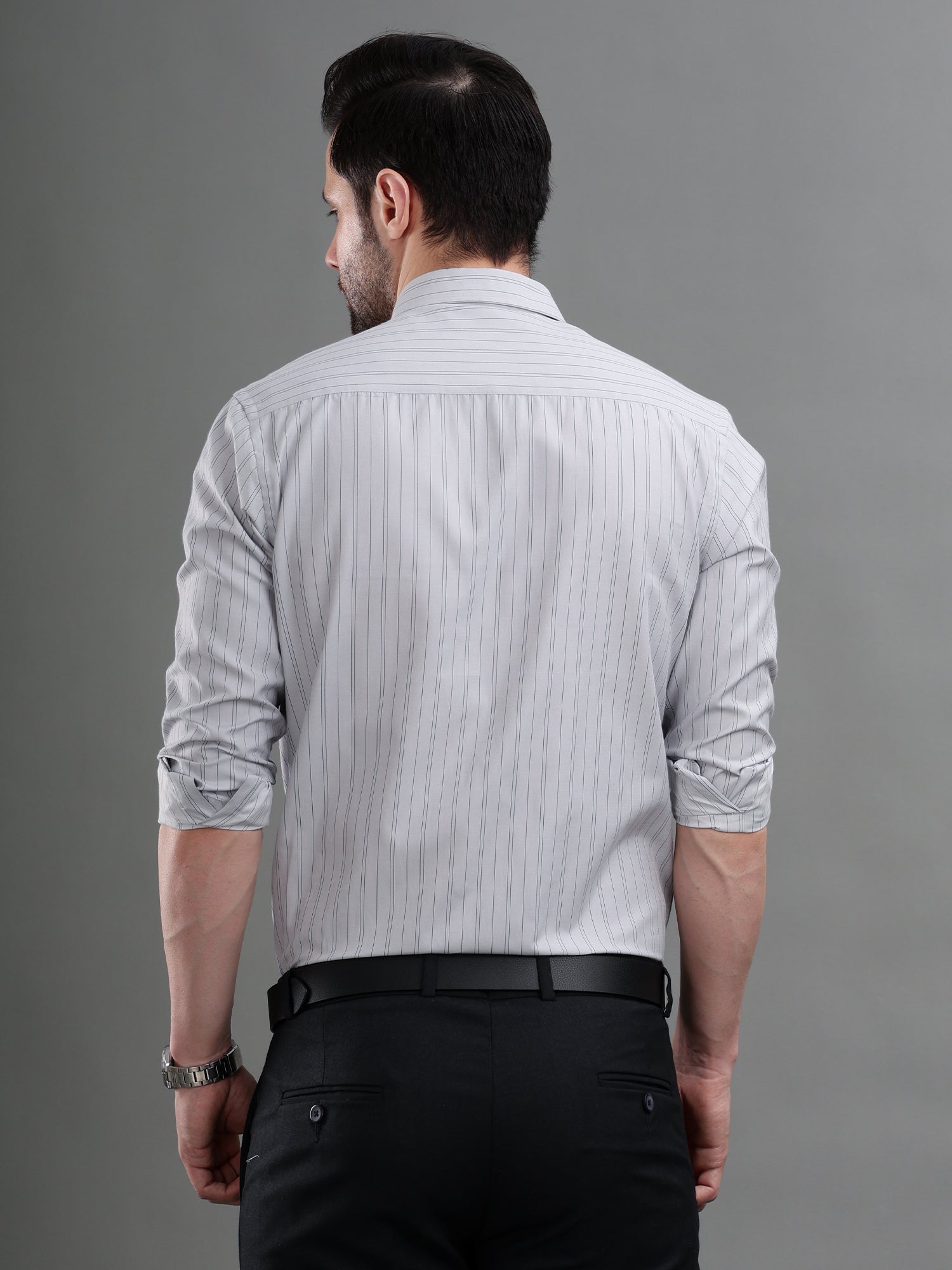 M Excess Stripes Blue & Black Dress Shirt