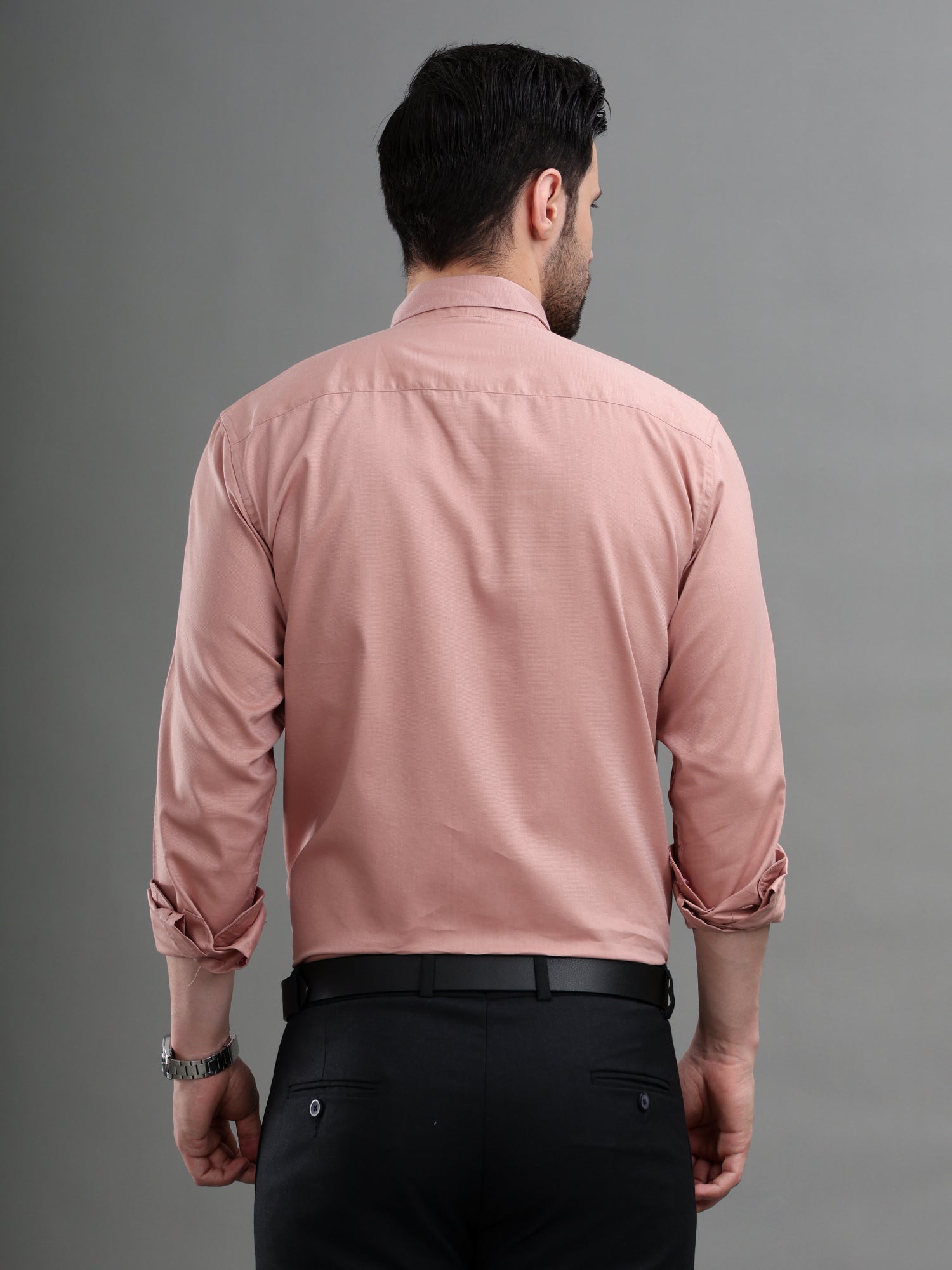 M Excess Solid Pink Dress Shirt