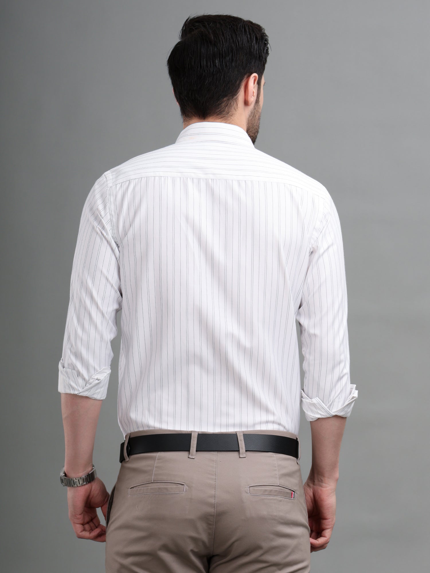 M Excess Stripes Black & White Dress Shirt