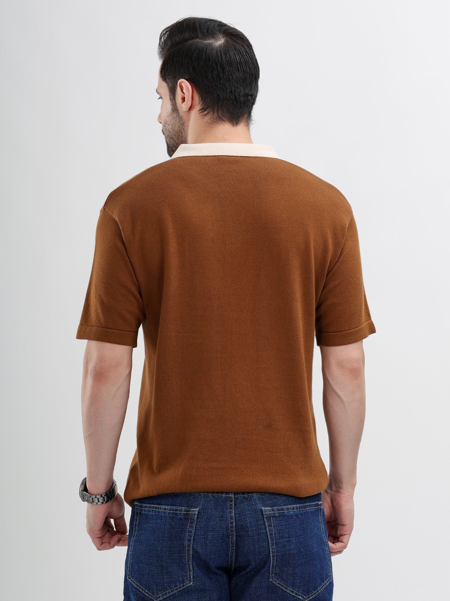 M Excess Brown Knit Polo