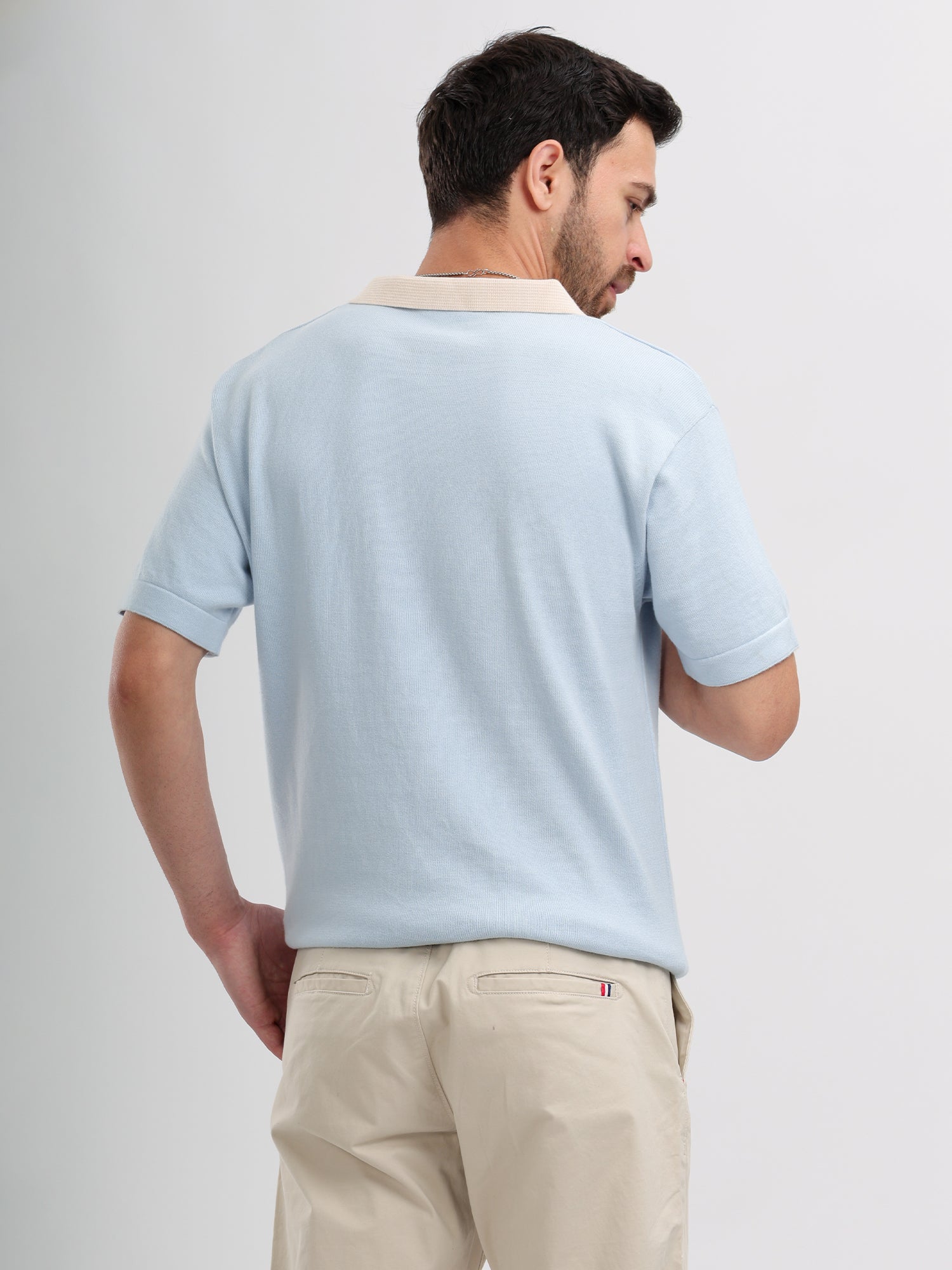 M Excess Sky Blue Knit Polo