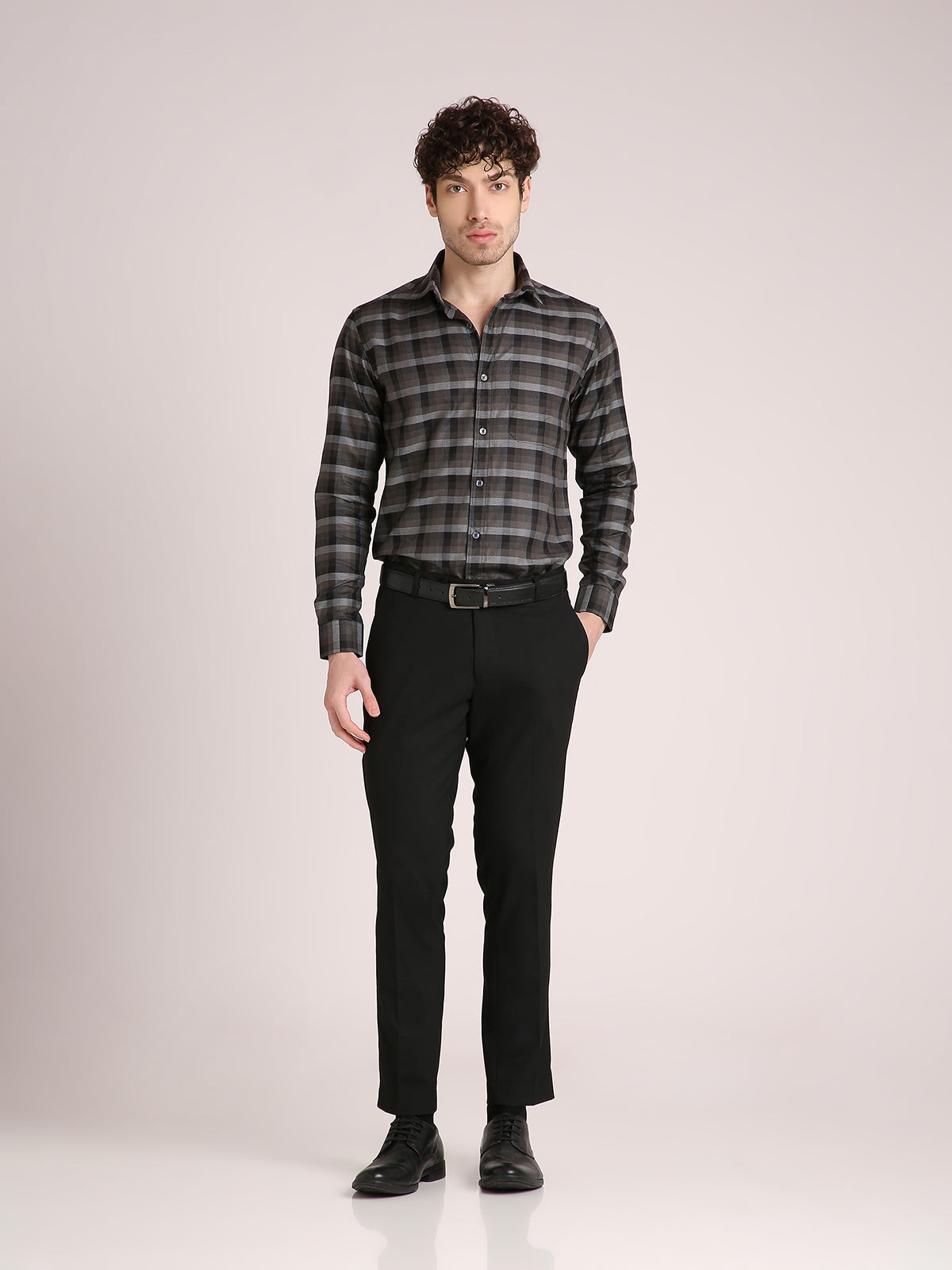 M Excess Checks Black/Grey Dress Shirt