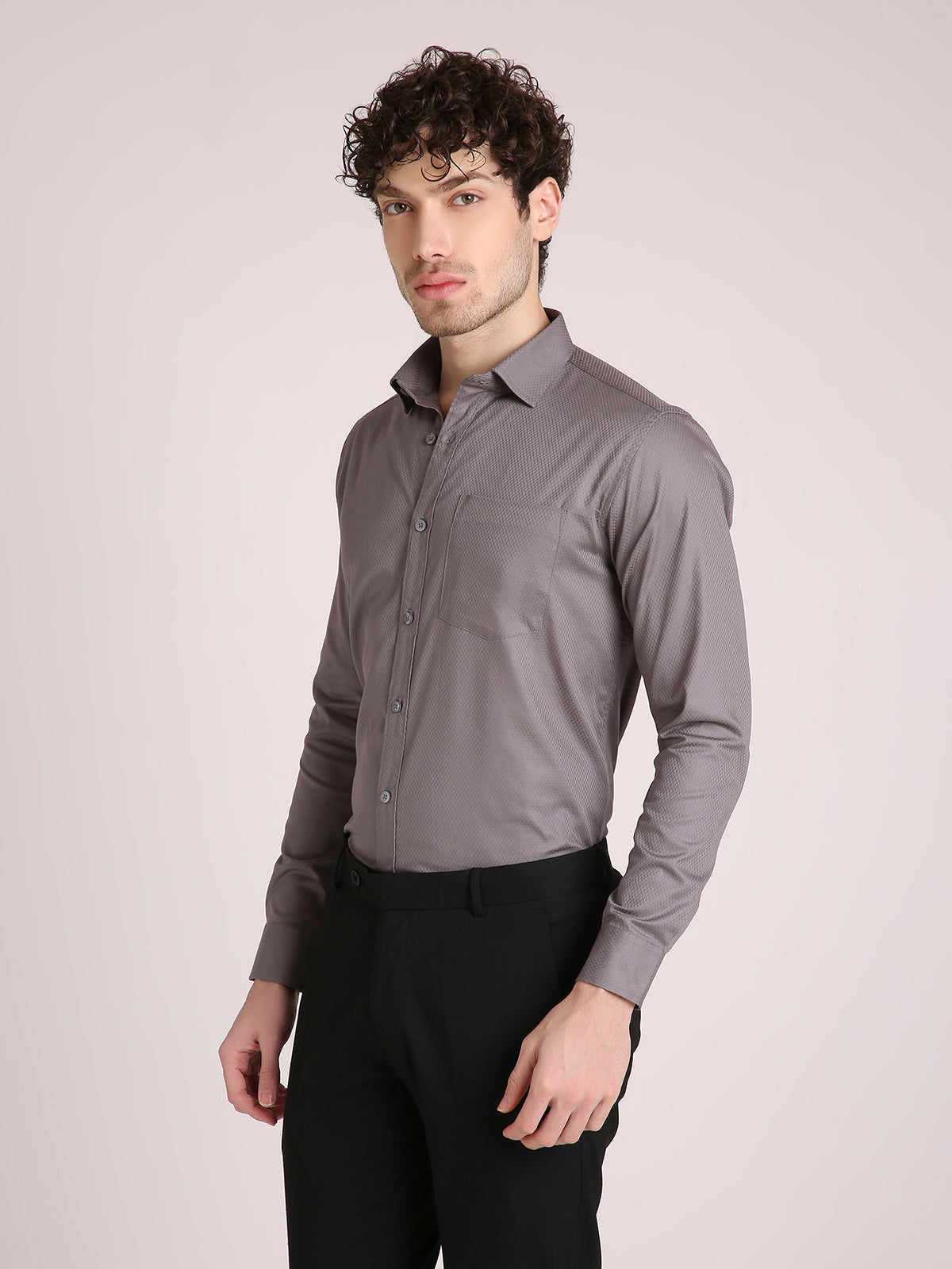 M Excess Solid Dark Grey Dress Shirt