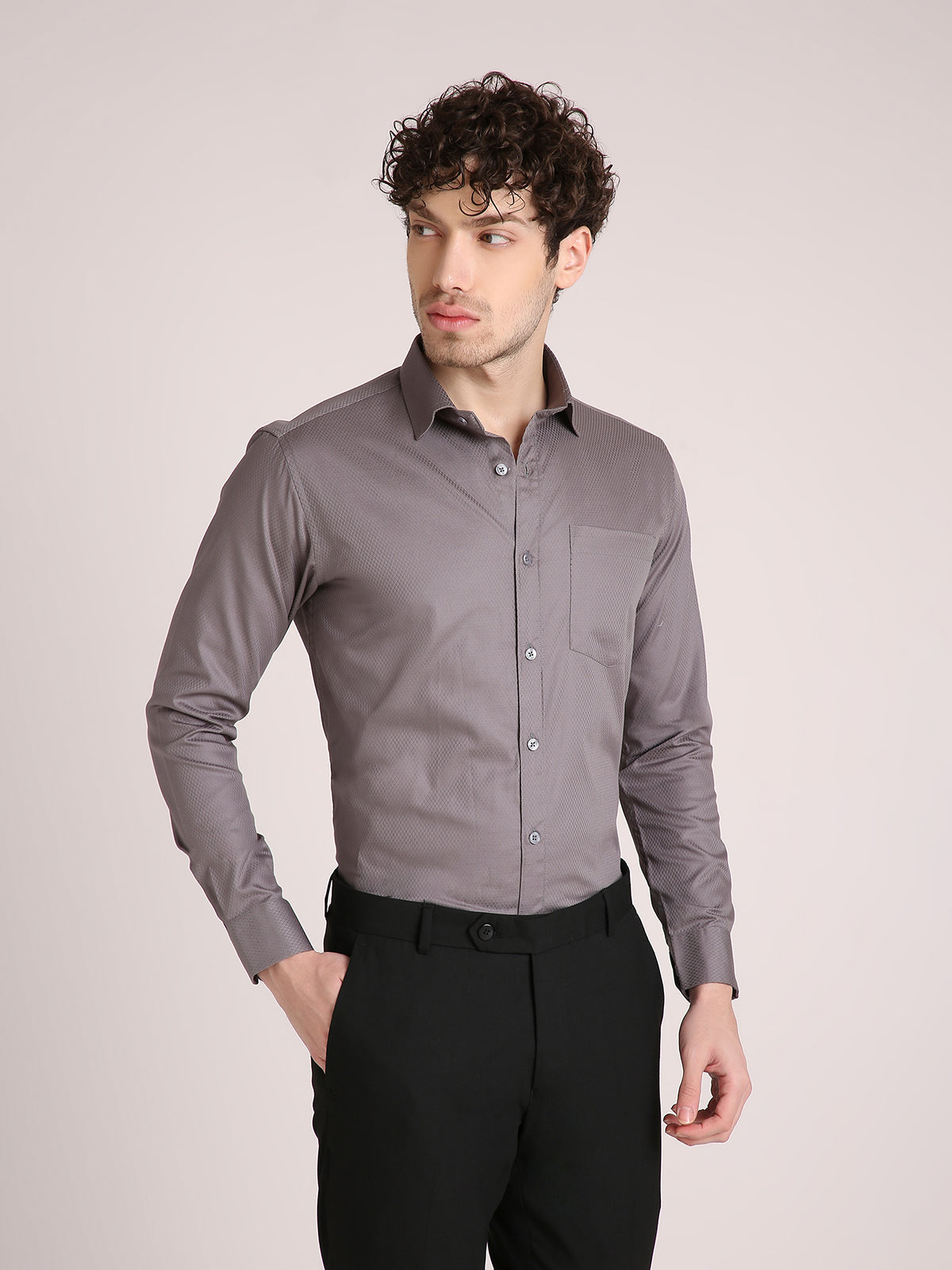 M Excess Solid Dark Grey Dress Shirt
