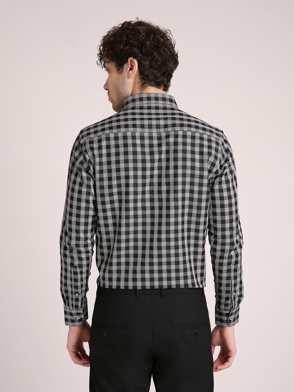 M Excess Checks Black/White Dress Shirt